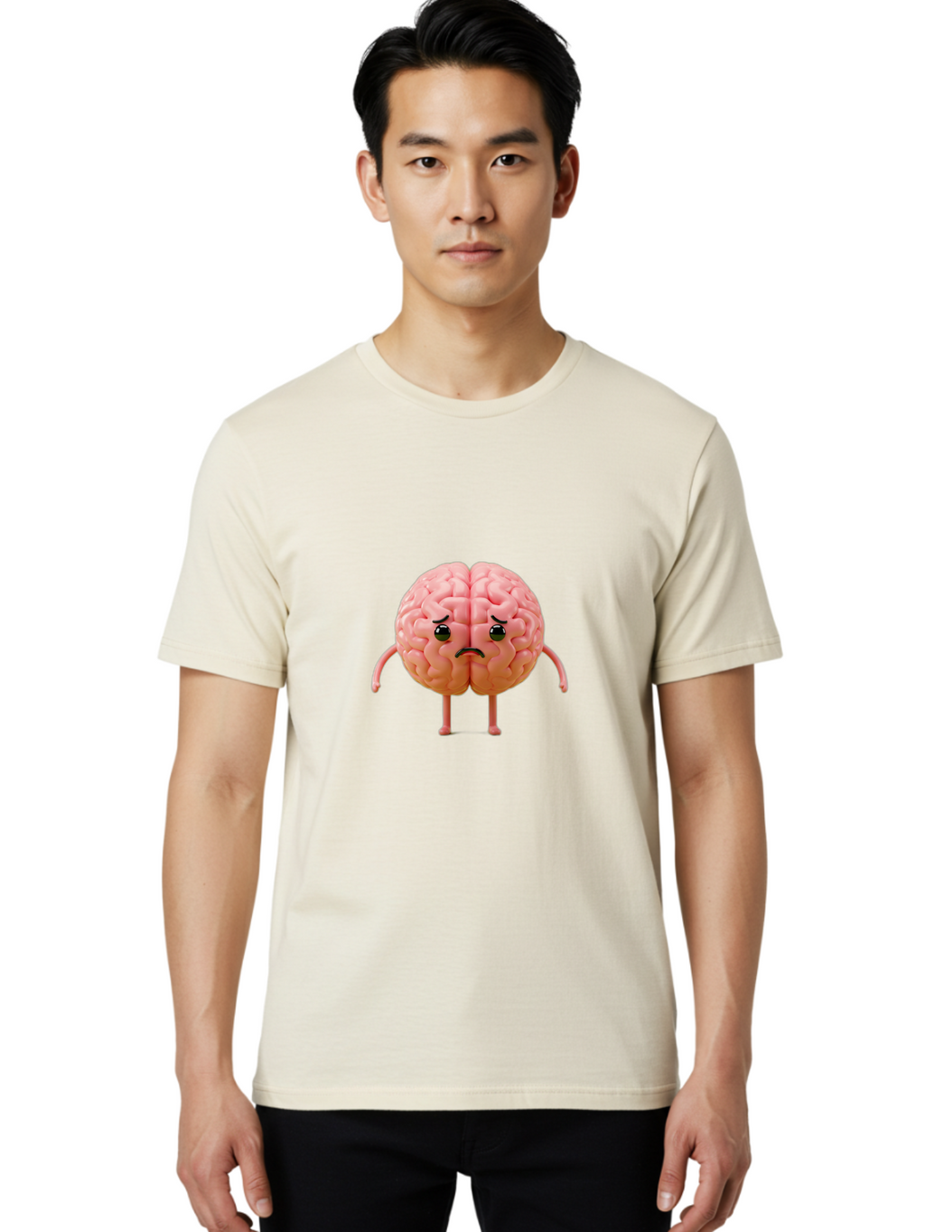 Angry-Brain-2 Men'S Graphic Tee, 100% Cotton, Comfortable Casual Summer Wear, Machine Washable, Cartoon Brain, Angry Face, Frustrated Expression, Anthropomorphic Character, Humorous Illustration, Brain With Attitude, Cognitive Humor, Baa131