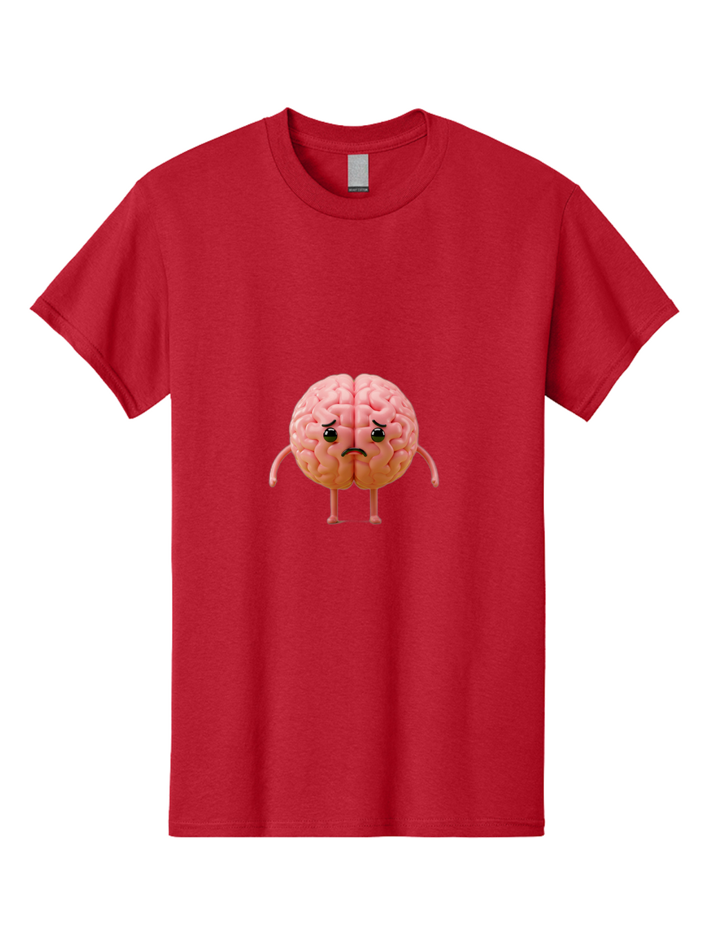 Angry-Brain-2 Men'S Graphic Tee, 100% Cotton, Comfortable Casual Summer Wear, Machine Washable, Cartoon Brain, Angry Face, Frustrated Expression, Anthropomorphic Character, Humorous Illustration, Brain With Attitude, Cognitive Humor, Baa131