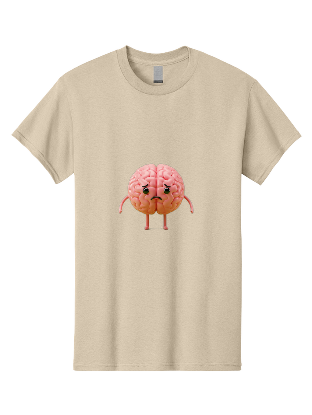 Angry-Brain-2 Men'S Graphic Tee, 100% Cotton, Comfortable Casual Summer Wear, Machine Washable, Cartoon Brain, Angry Face, Frustrated Expression, Anthropomorphic Character, Humorous Illustration, Brain With Attitude, Cognitive Humor, Baa131