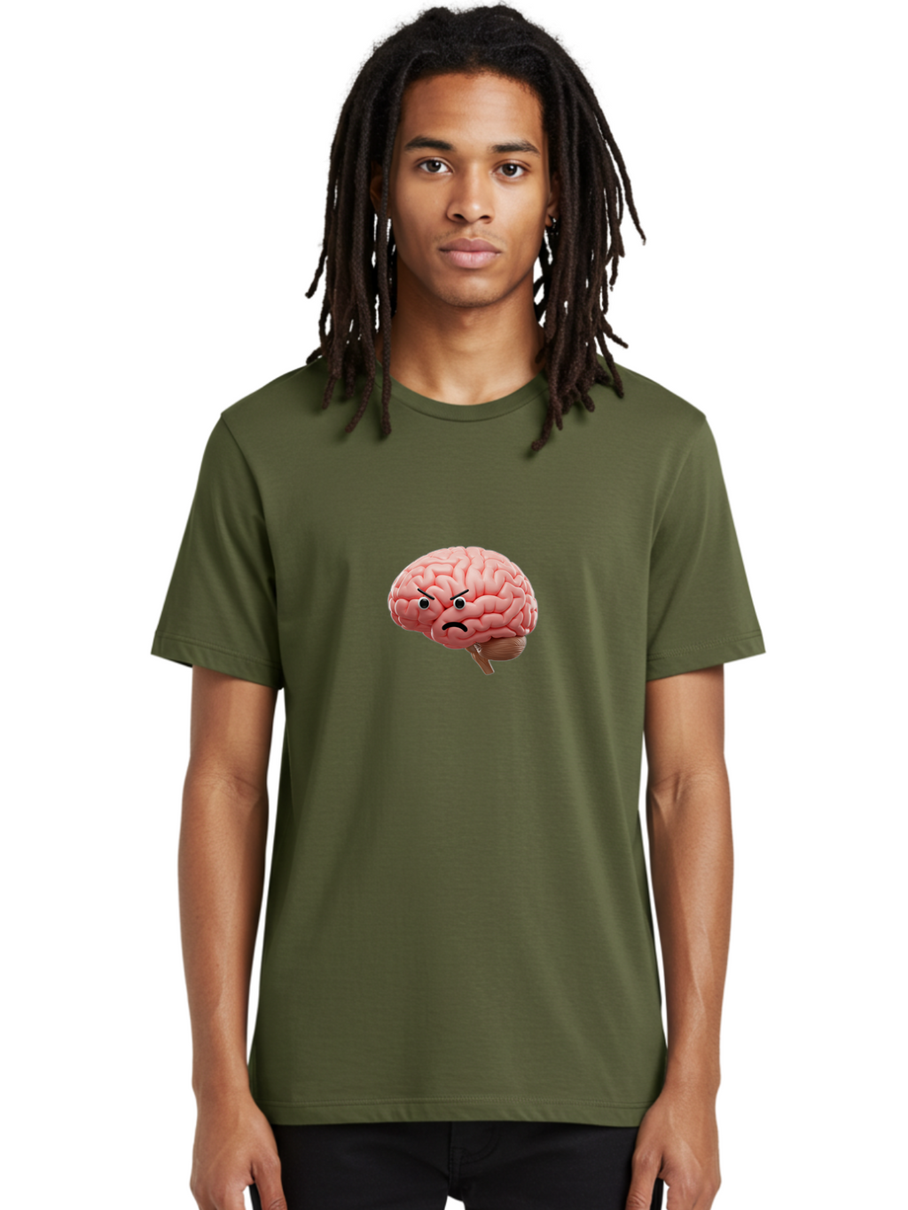 Angry-Brain Men'S Graphic Tee, 100% Cotton, Comfortable Casual Summer Wear, Machine Washable, Human Brain With Angry Face, Negative Emotions, Frustration, Cognitive Overload, Neuroscience, Mental Health, Brain Function, Emotional Intelligence Baa132