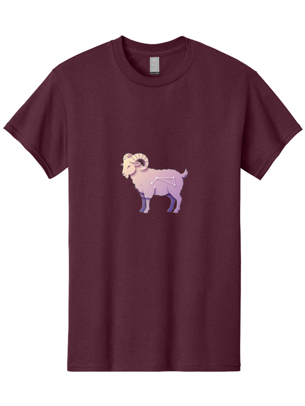 Aries-Constellation-Goat Men'S Graphic Tee, 100% Cotton, Comfortable Casual Summer Wear, Machine Washable, Ram Constellation, Aries Zodiac Sign, Goat Symbolism, Astrology Illustration, Horoscope Graphics, Constellation Diagram, Zodiac Artwork Baa138