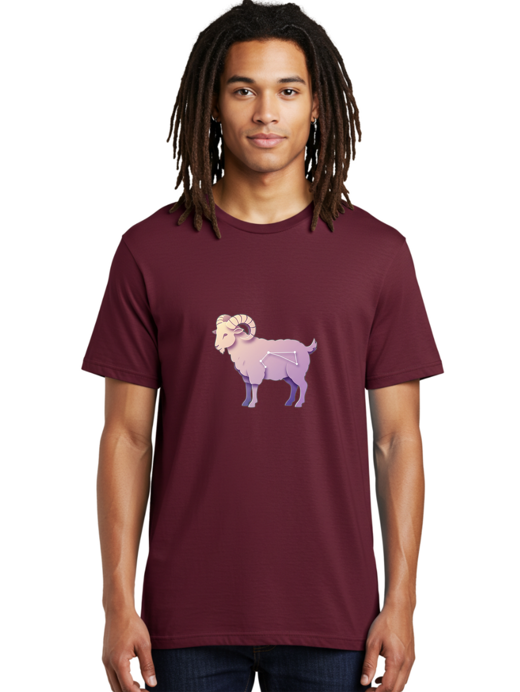 Aries-Constellation-Goat Men'S Graphic Tee, 100% Cotton, Comfortable Casual Summer Wear, Machine Washable, Ram Constellation, Aries Zodiac Sign, Goat Symbolism, Astrology Illustration, Horoscope Graphics, Constellation Diagram, Zodiac Artwork Baa138