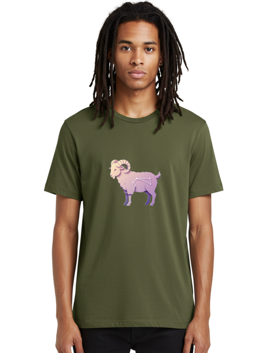 Aries-Constellation-Goat Men'S Graphic Tee, 100% Cotton, Comfortable Casual Summer Wear, Machine Washable, Ram Constellation, Aries Zodiac Sign, Goat Symbolism, Astrology Illustration, Horoscope Graphics, Constellation Diagram, Zodiac Artwork Baa138