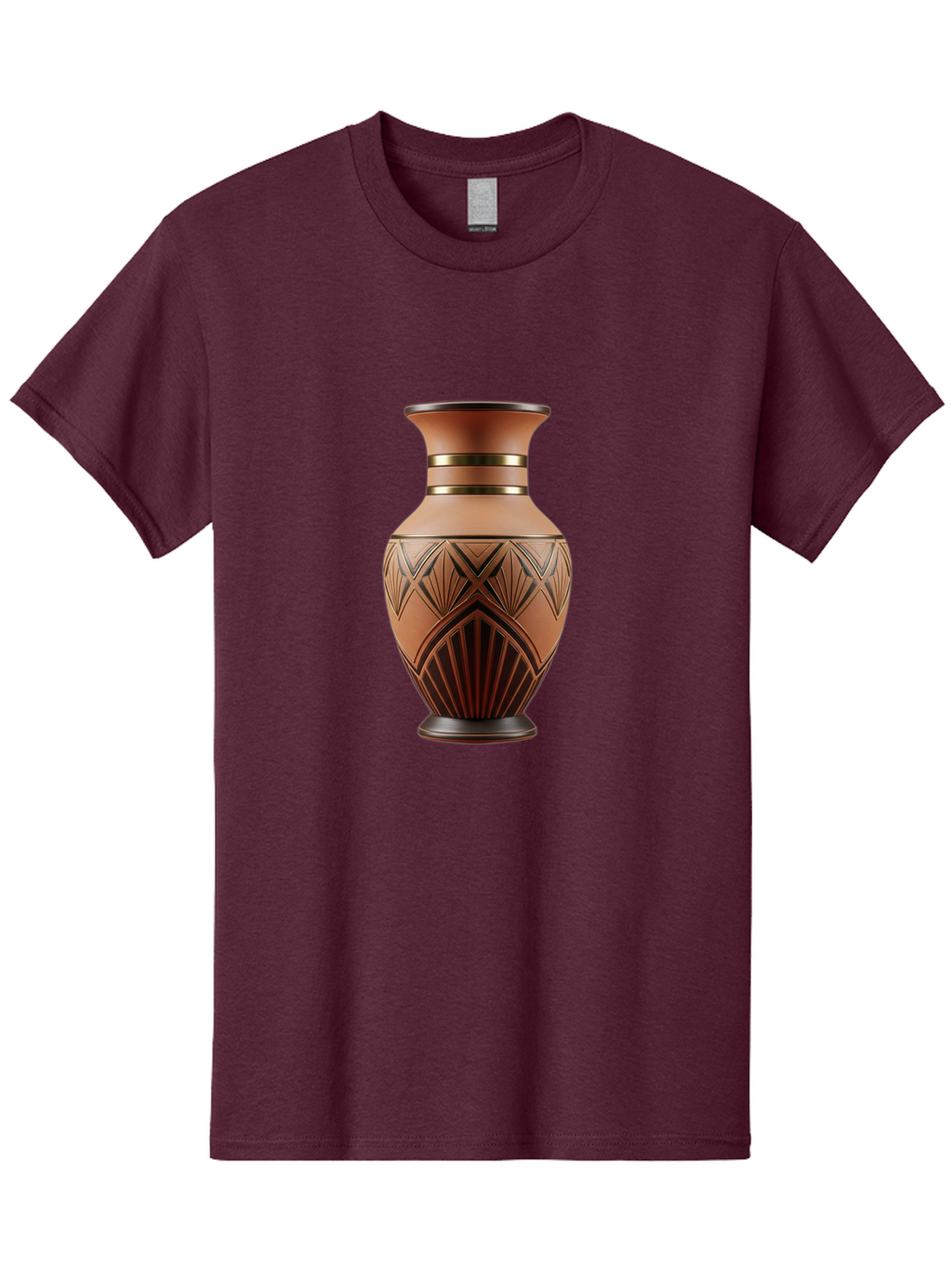 Art-Deco-Vase Men'S Graphic Tee, 100% Cotton, Comfortable Casual Summer Wear, Machine Washable, Copper Vase, Antique Vase, Decorative Vase, Geometric Patterns, Ornate Design, Vintage Decor, Luxury Home Decor, Elegant Interior Design, Baa139
