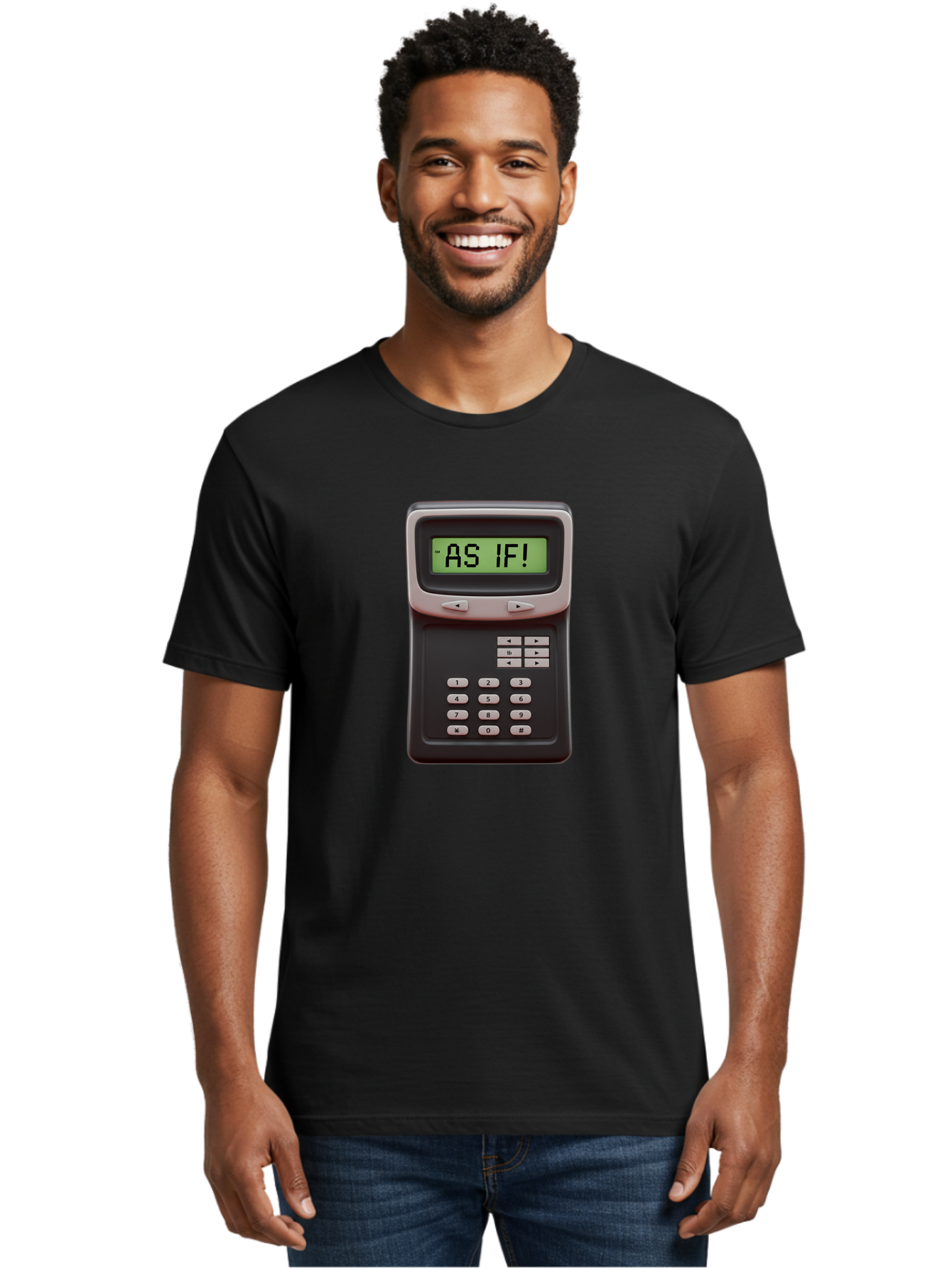 As-If-Calculator Men'S Graphic Tee, 100% Cotton, Comfortable Casual Summer Wear, Machine Washable, Vintage Calculator, Retro Tech, As If! Message, Funny Quote, Nostalgic Design, Old School Electronics, Humor, Sass, Meme Inspiration Baa142