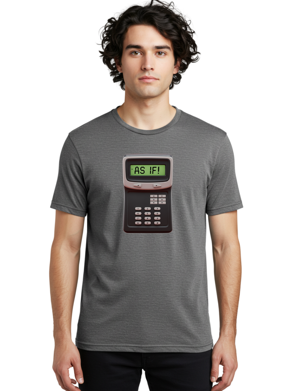 As-If-Calculator Men'S Graphic Tee, 100% Cotton, Comfortable Casual Summer Wear, Machine Washable, Vintage Calculator, Retro Tech, As If! Message, Funny Quote, Nostalgic Design, Old School Electronics, Humor, Sass, Meme Inspiration Baa142