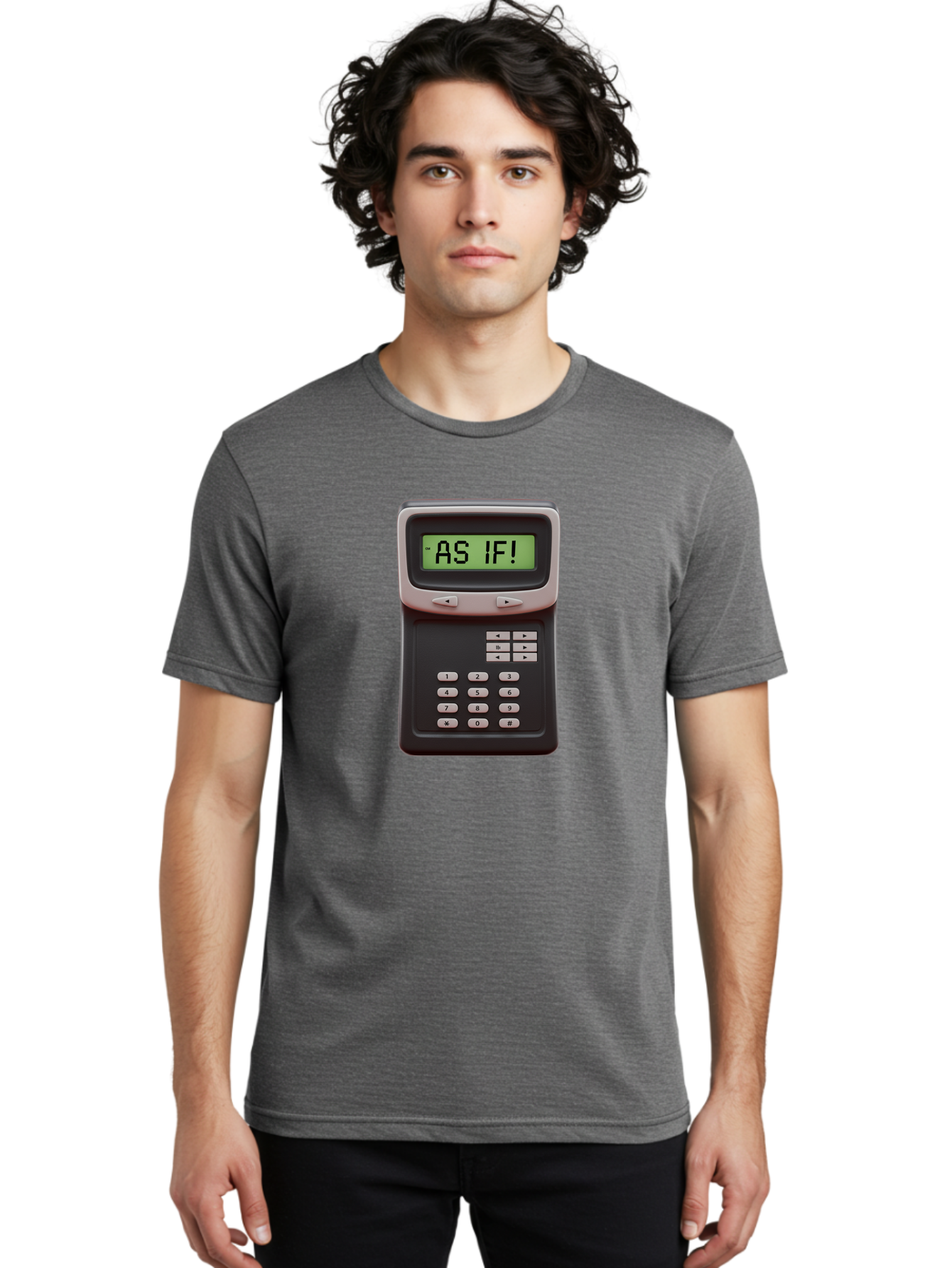 As-If-Calculator Men'S Graphic Tee, 100% Cotton, Comfortable Casual Summer Wear, Machine Washable, Vintage Calculator, Retro Tech, As If! Message, Funny Quote, Nostalgic Design, Old School Electronics, Humor, Sass, Meme Inspiration Baa142