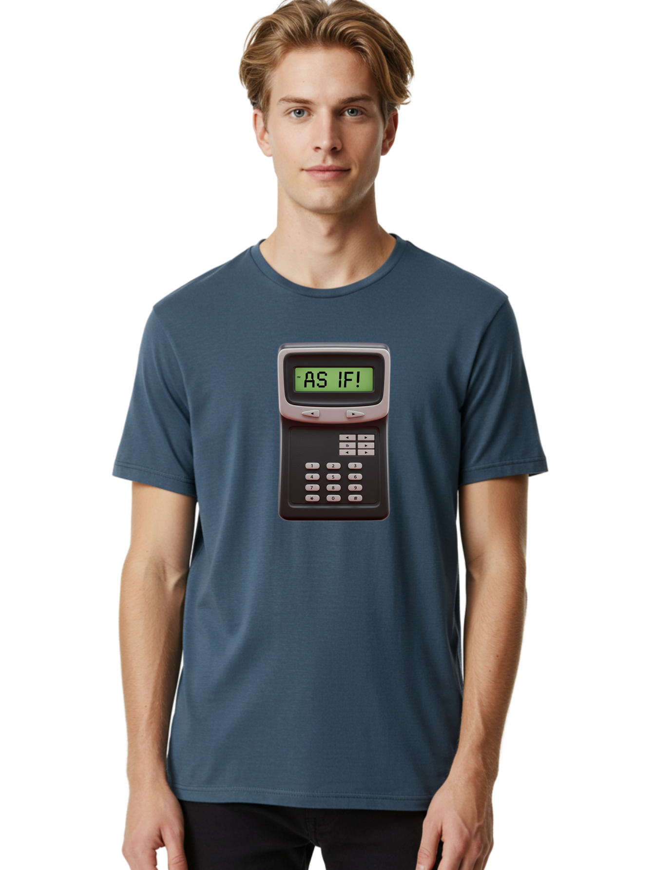 As-If-Calculator Men'S Graphic Tee, 100% Cotton, Comfortable Casual Summer Wear, Machine Washable, Vintage Calculator, Retro Tech, As If! Message, Funny Quote, Nostalgic Design, Old School Electronics, Humor, Sass, Meme Inspiration Baa142