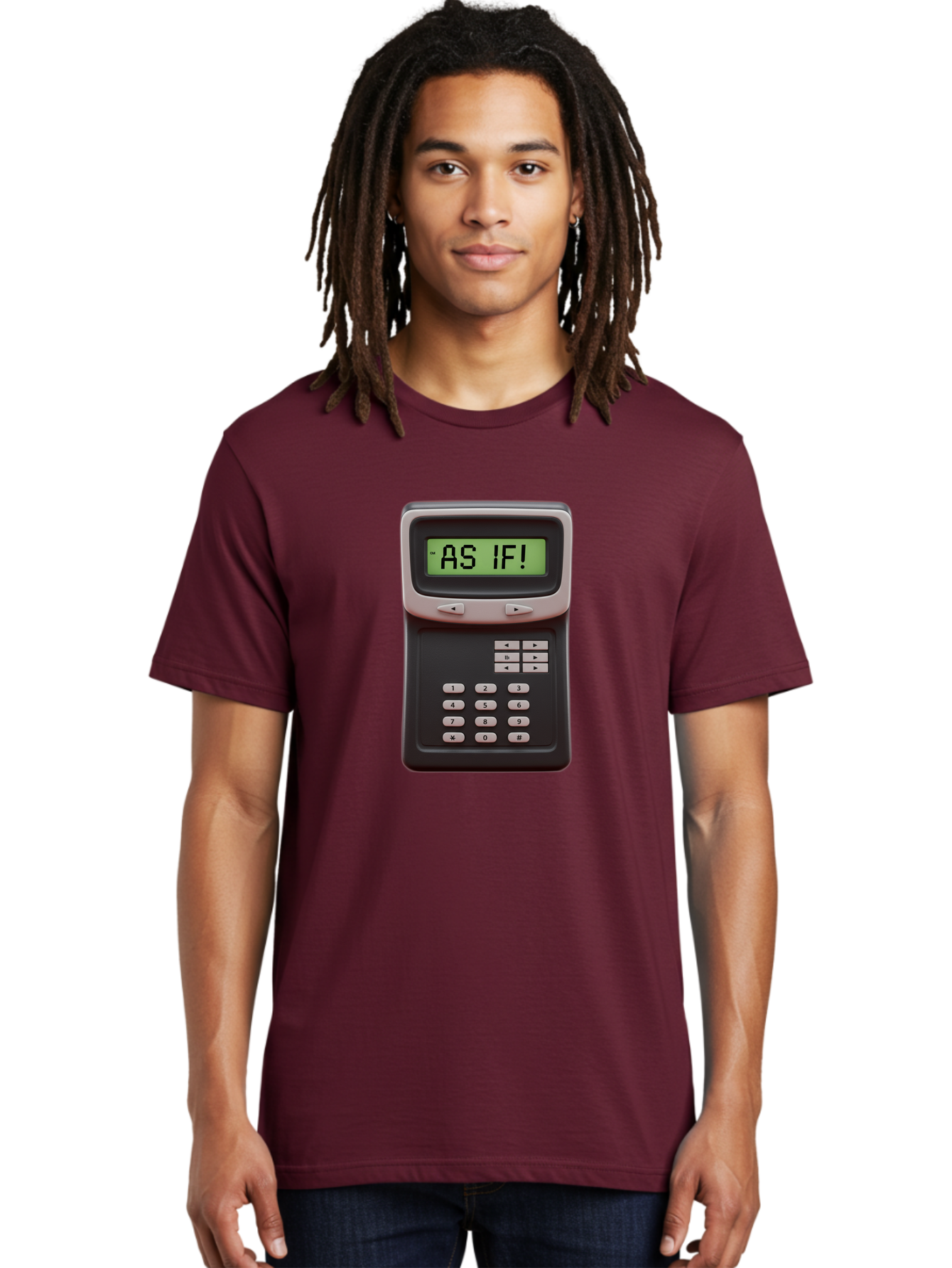 As-If-Calculator Men'S Graphic Tee, 100% Cotton, Comfortable Casual Summer Wear, Machine Washable, Vintage Calculator, Retro Tech, As If! Message, Funny Quote, Nostalgic Design, Old School Electronics, Humor, Sass, Meme Inspiration Baa142
