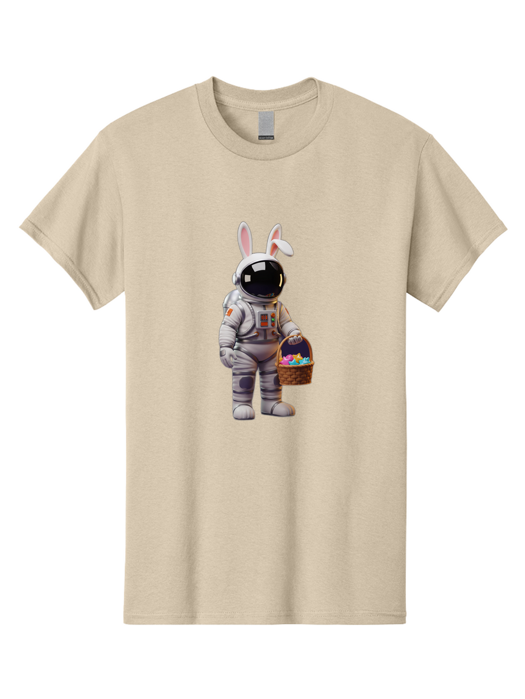 Astronaut-Bunny Men'S Graphic Tee, 100% Cotton, Comfortable Casual Summer Wear, Machine Washable, Astronaut With Bunny Ears, Space Suit, Easter Basket, Colorful Eggs, Digital Art, Futuristic, Holiday, Quirky, Easter Eggs, Festive Atmosphere, Baa143