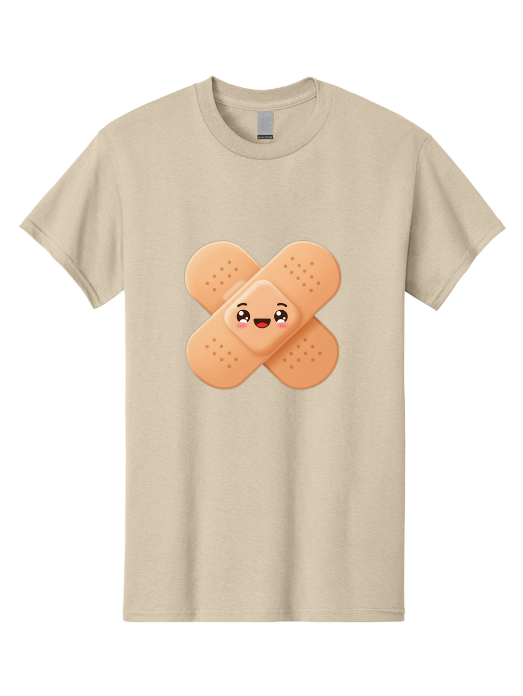 Band-Aid-Cartoon Men'S Graphic Tee, 100% Cotton, Comfortable Casual Summer Wear, Machine Washable, Band-Aid With Face, Cartoon Character, Cute Emoji, Smiling Face, First Aid Kit, Wound Care, Medical Symbol, Adhesive Bandage Baa149