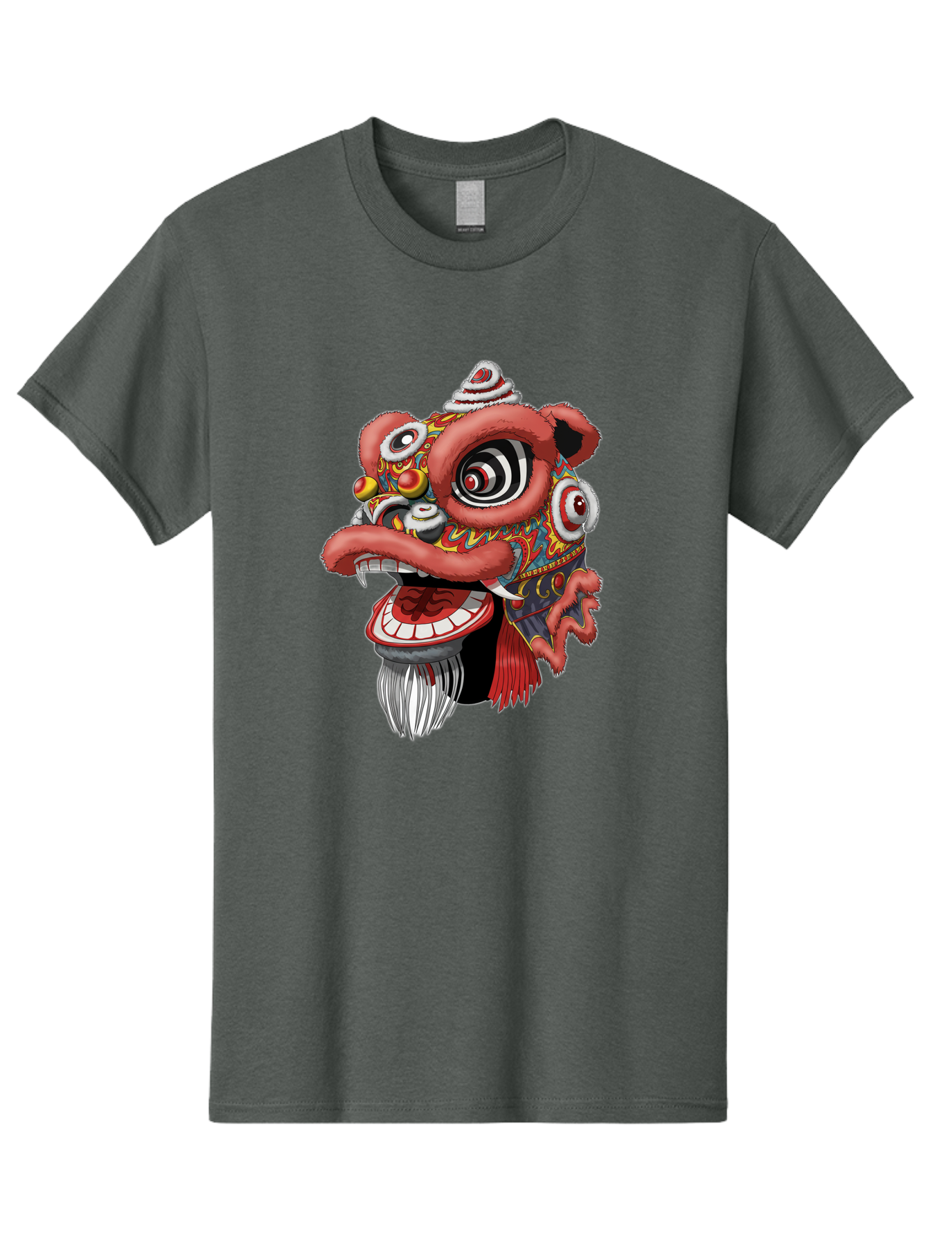 Barong-Mask Men'S Graphic Tee, 100% Cotton, Comfortable Casual Summer Wear, Machine Washable, Balinese Barong Mask, Barong Dance, Traditional Mask, Cultural Heritage, Mythological Creature, Vibrant Colors, Intricate Designs, Sharp Teeth, Baa154
