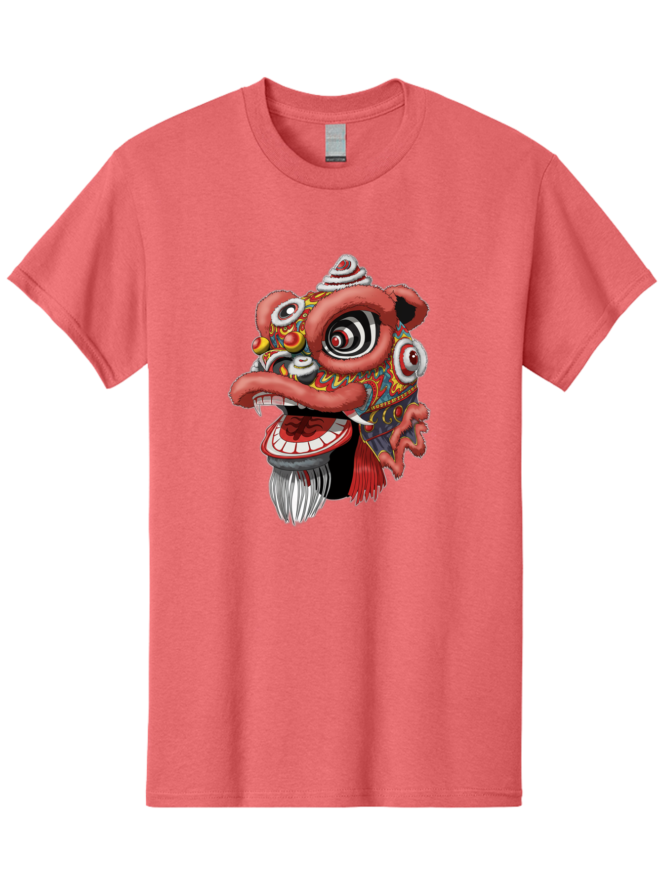 Barong-Mask Men'S Graphic Tee, 100% Cotton, Comfortable Casual Summer Wear, Machine Washable, Balinese Barong Mask, Barong Dance, Traditional Mask, Cultural Heritage, Mythological Creature, Vibrant Colors, Intricate Designs, Sharp Teeth, Baa154
