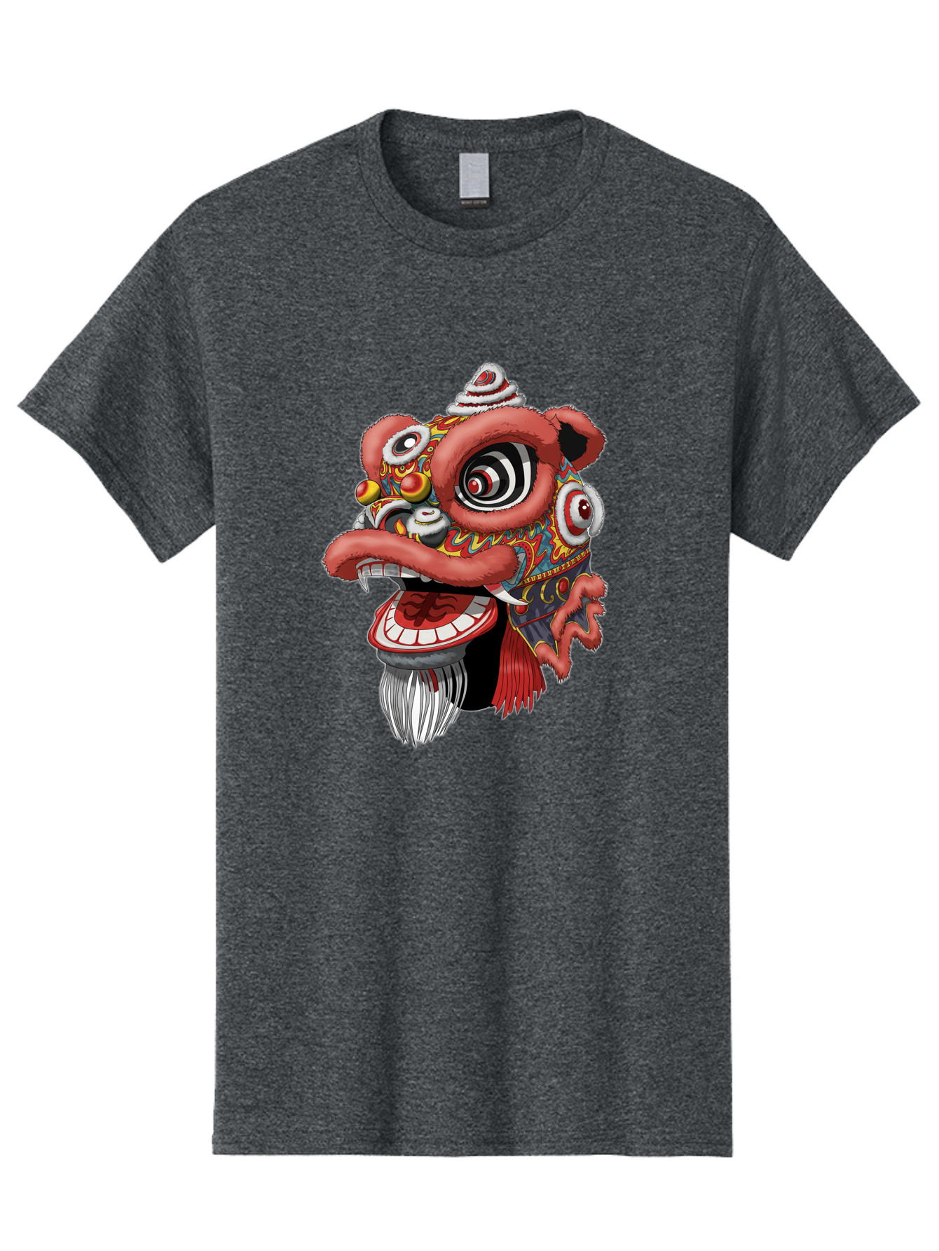 Barong-Mask Men'S Graphic Tee, 100% Cotton, Comfortable Casual Summer Wear, Machine Washable, Balinese Barong Mask, Barong Dance, Traditional Mask, Cultural Heritage, Mythological Creature, Vibrant Colors, Intricate Designs, Sharp Teeth, Baa154