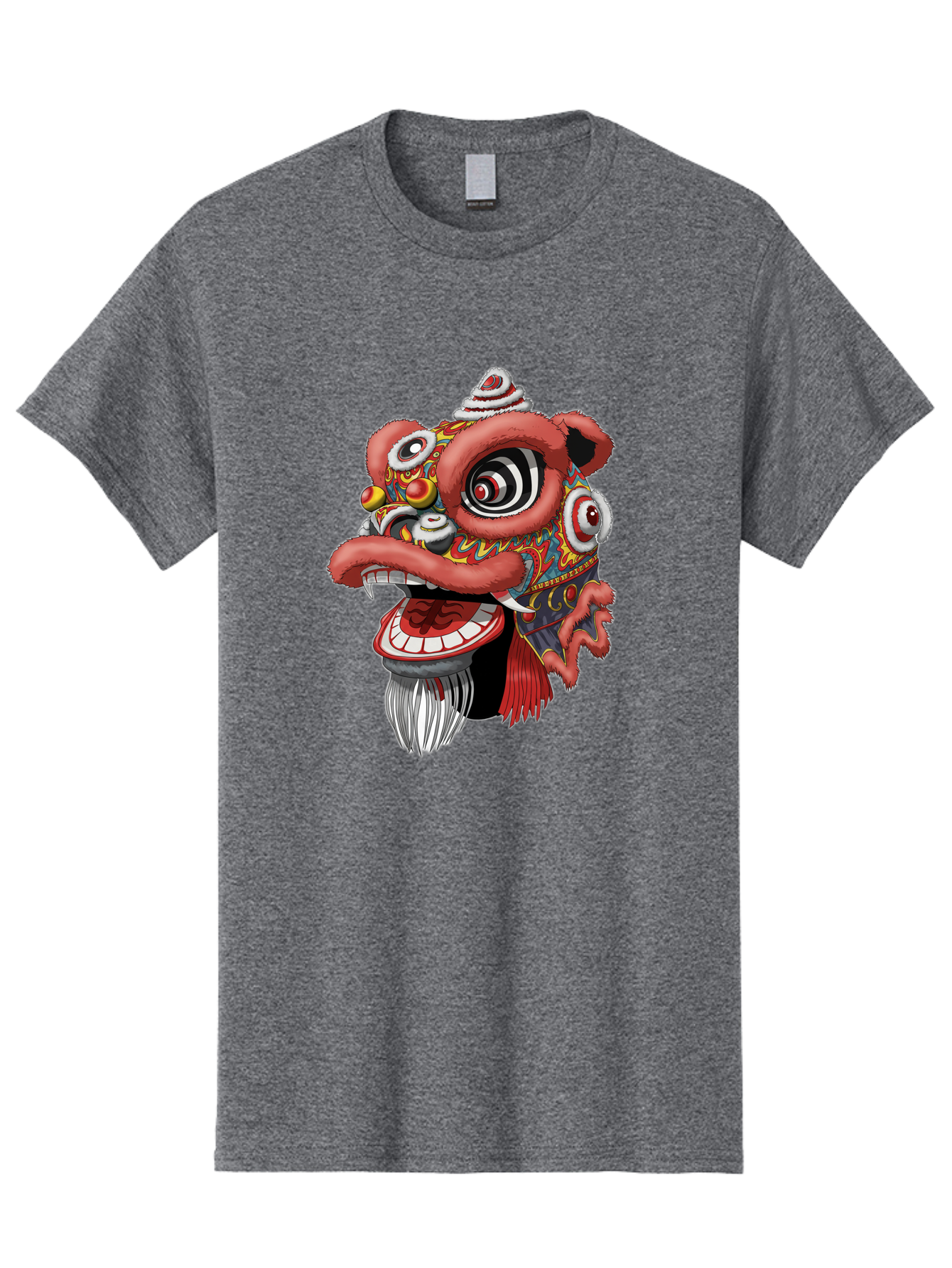 Barong-Mask Men'S Graphic Tee, 100% Cotton, Comfortable Casual Summer Wear, Machine Washable, Balinese Barong Mask, Barong Dance, Traditional Mask, Cultural Heritage, Mythological Creature, Vibrant Colors, Intricate Designs, Sharp Teeth, Baa154