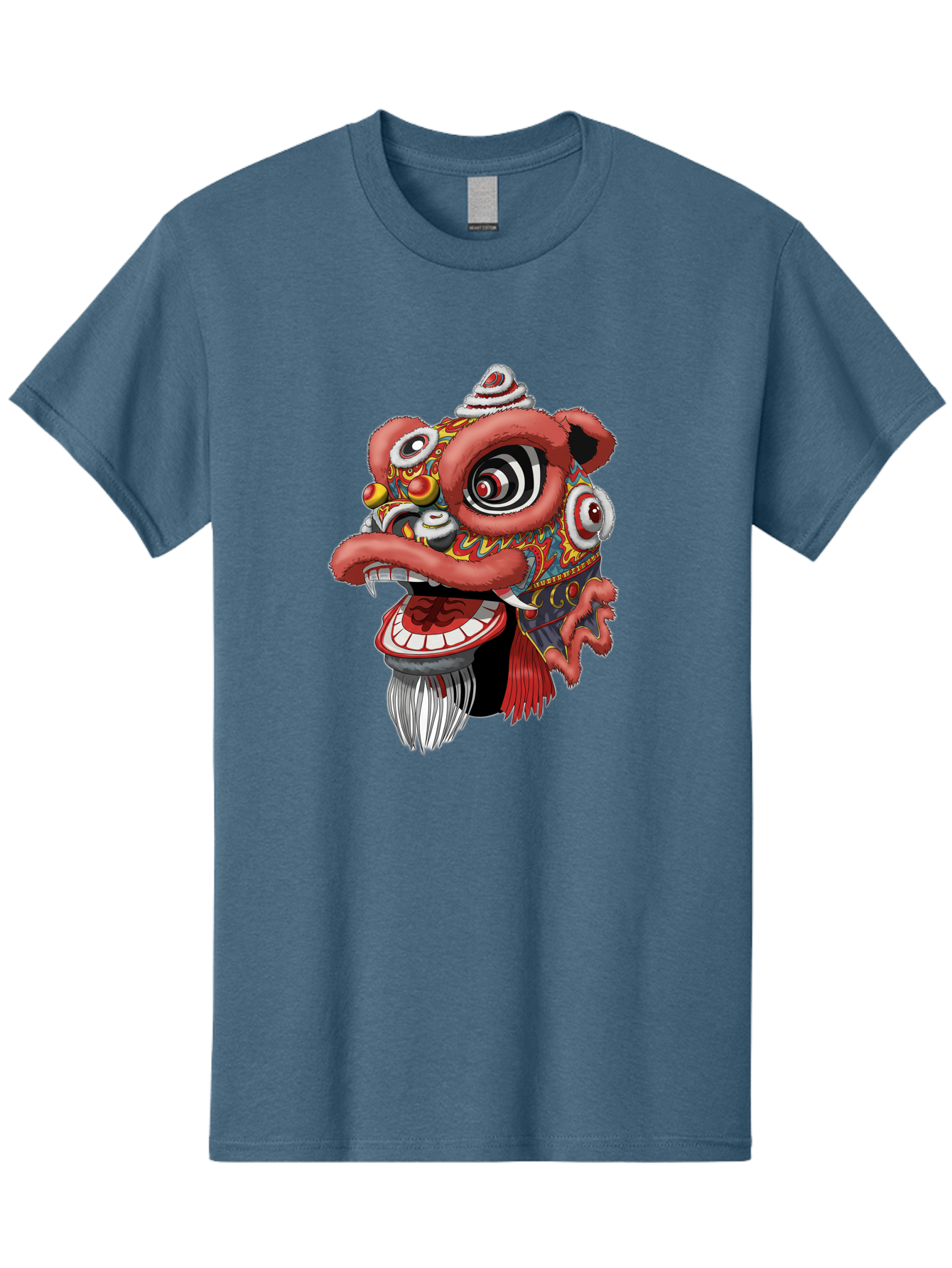 Barong-Mask Men'S Graphic Tee, 100% Cotton, Comfortable Casual Summer Wear, Machine Washable, Balinese Barong Mask, Barong Dance, Traditional Mask, Cultural Heritage, Mythological Creature, Vibrant Colors, Intricate Designs, Sharp Teeth, Baa154