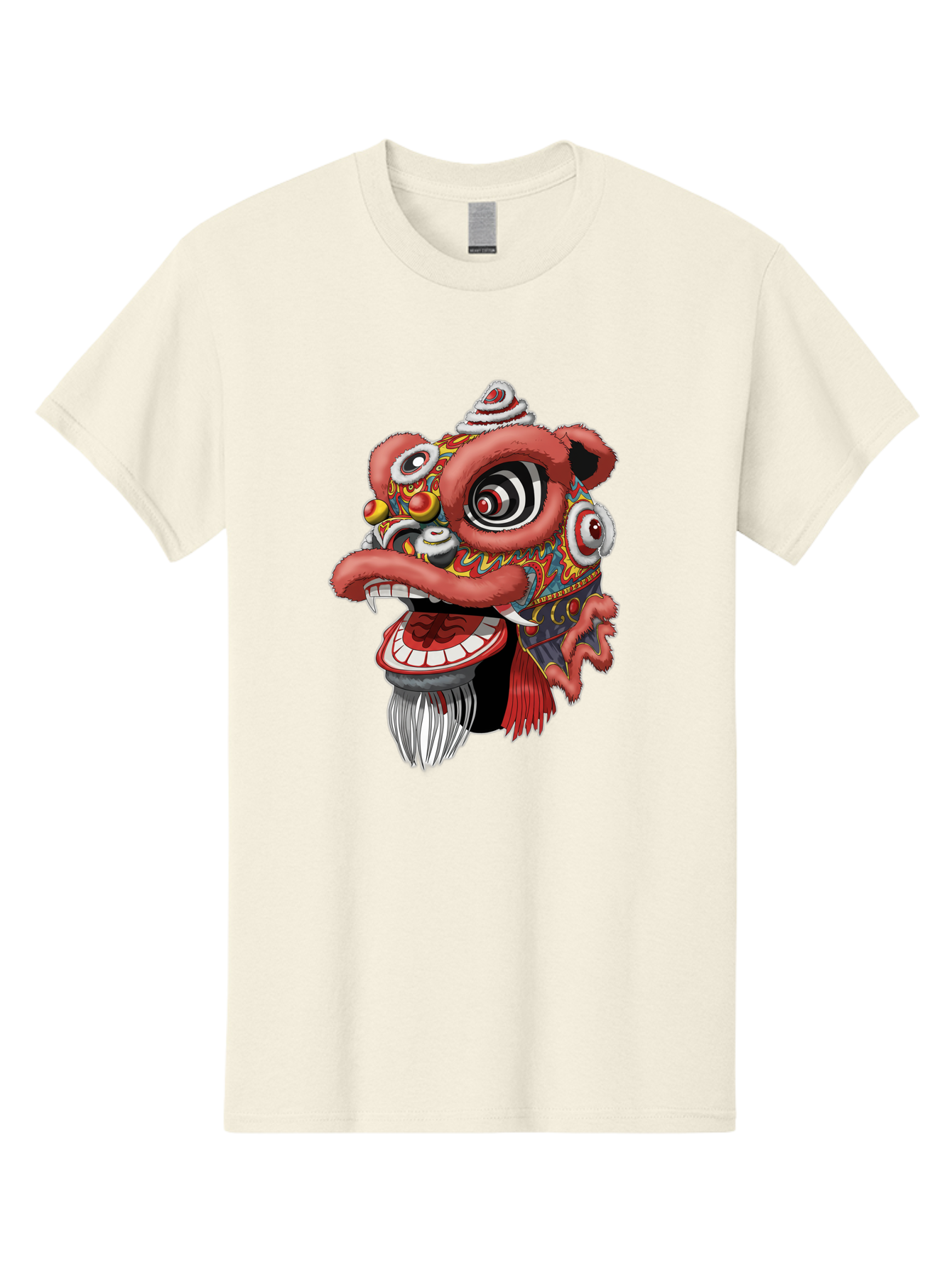 Barong-Mask Men'S Graphic Tee, 100% Cotton, Comfortable Casual Summer Wear, Machine Washable, Balinese Barong Mask, Barong Dance, Traditional Mask, Cultural Heritage, Mythological Creature, Vibrant Colors, Intricate Designs, Sharp Teeth, Baa154