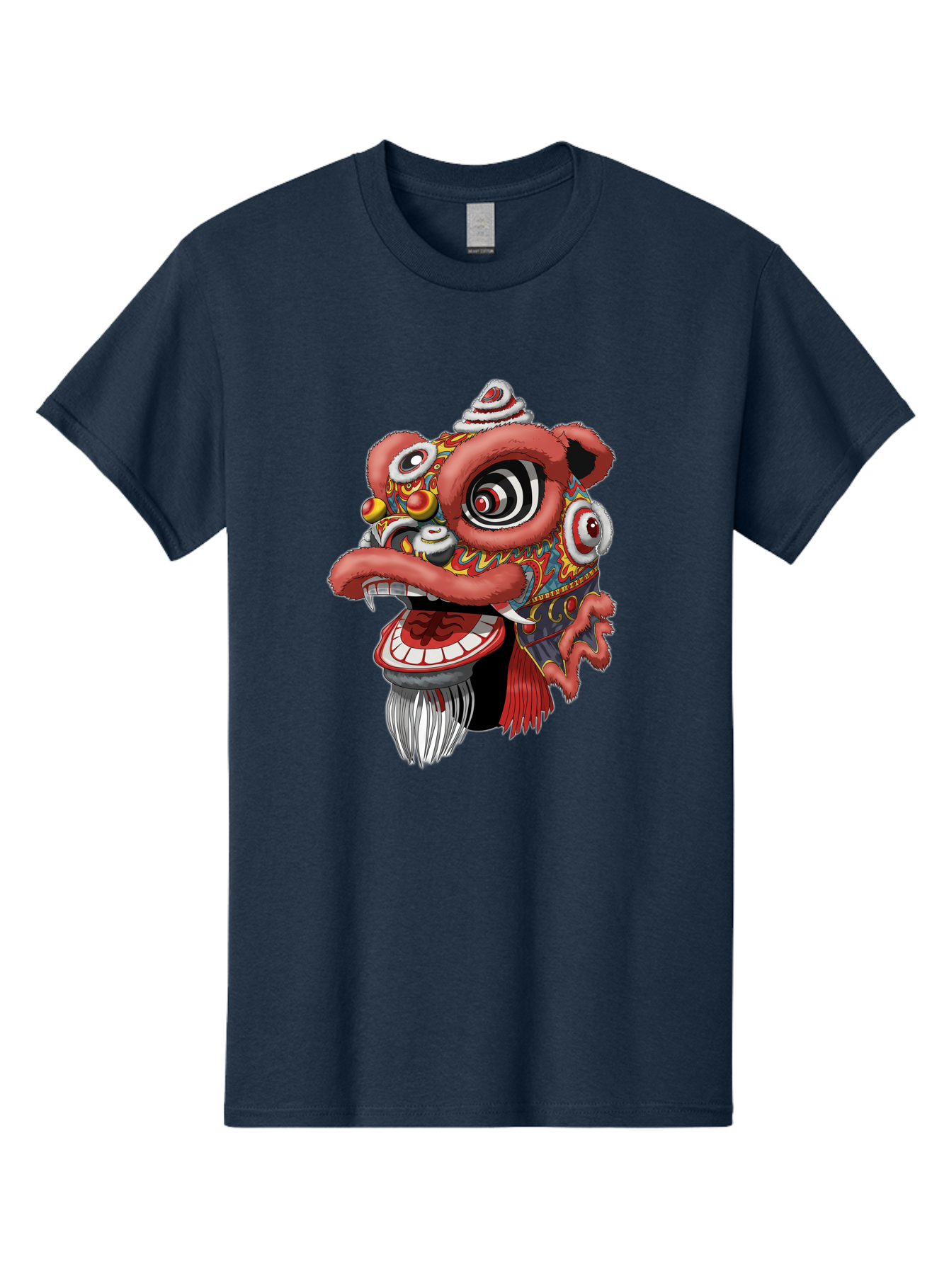 Barong-Mask Men'S Graphic Tee, 100% Cotton, Comfortable Casual Summer Wear, Machine Washable, Balinese Barong Mask, Barong Dance, Traditional Mask, Cultural Heritage, Mythological Creature, Vibrant Colors, Intricate Designs, Sharp Teeth, Baa154