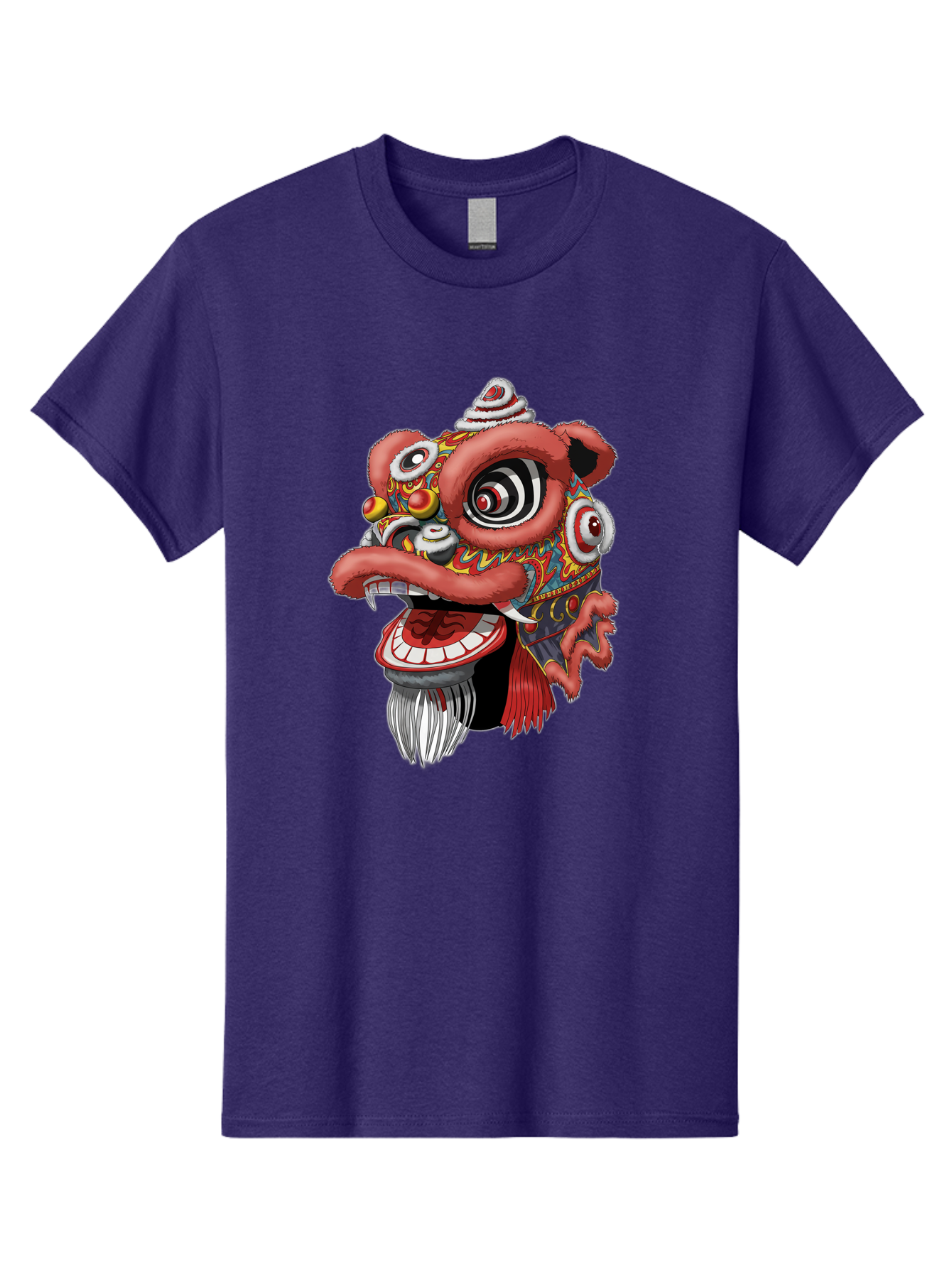 Barong-Mask Men'S Graphic Tee, 100% Cotton, Comfortable Casual Summer Wear, Machine Washable, Balinese Barong Mask, Barong Dance, Traditional Mask, Cultural Heritage, Mythological Creature, Vibrant Colors, Intricate Designs, Sharp Teeth, Baa154