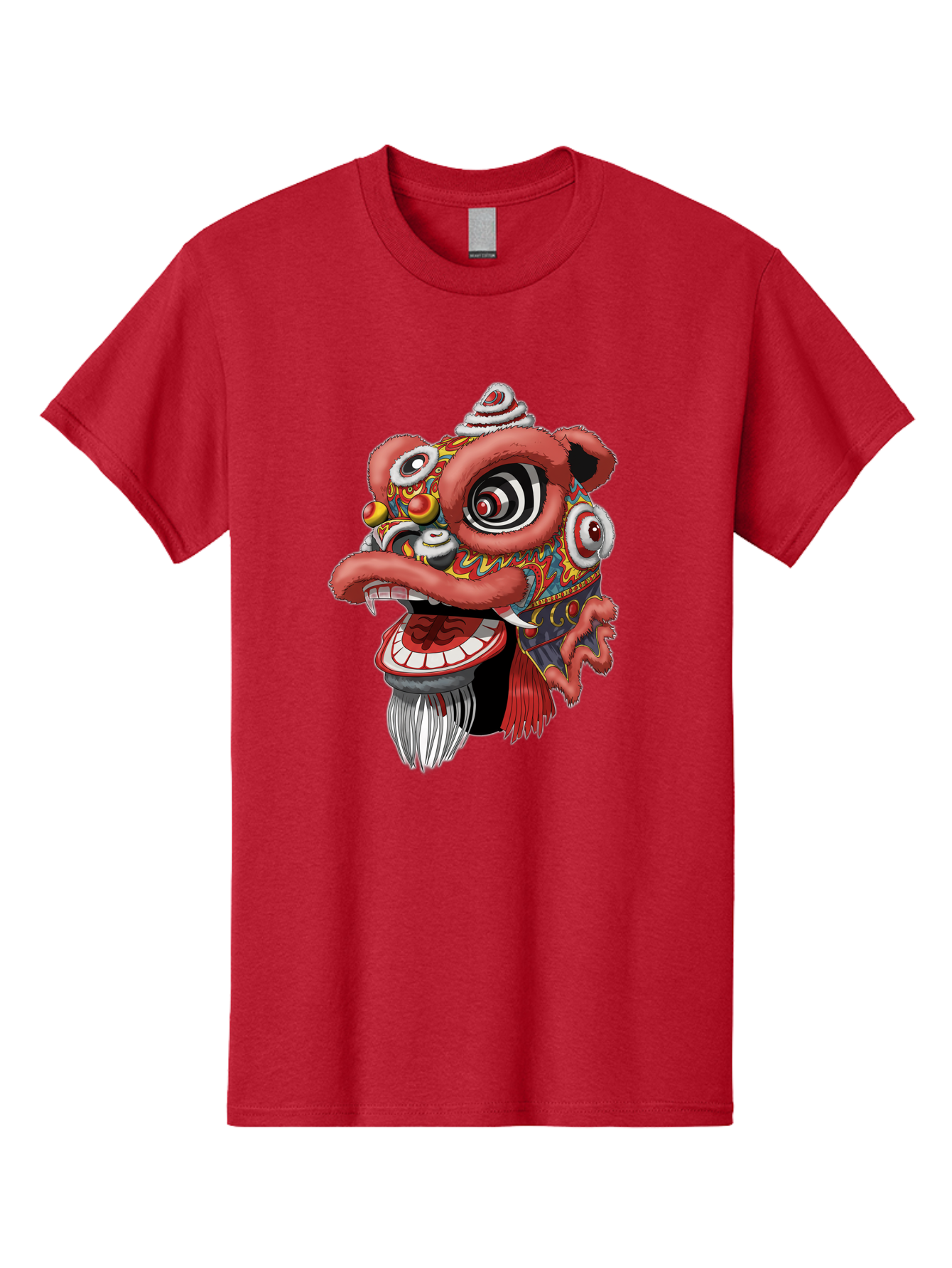 Barong-Mask Men'S Graphic Tee, 100% Cotton, Comfortable Casual Summer Wear, Machine Washable, Balinese Barong Mask, Barong Dance, Traditional Mask, Cultural Heritage, Mythological Creature, Vibrant Colors, Intricate Designs, Sharp Teeth, Baa154