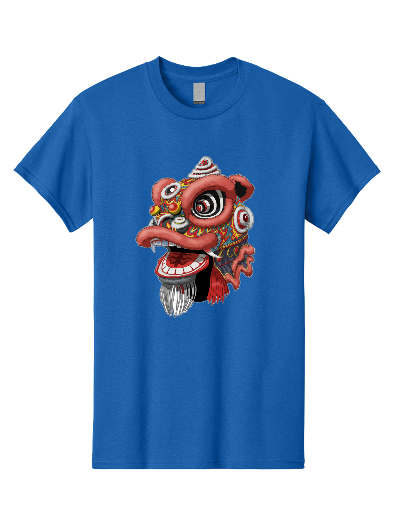 Barong-Mask Men'S Graphic Tee, 100% Cotton, Comfortable Casual Summer Wear, Machine Washable, Balinese Barong Mask, Barong Dance, Traditional Mask, Cultural Heritage, Mythological Creature, Vibrant Colors, Intricate Designs, Sharp Teeth, Baa154