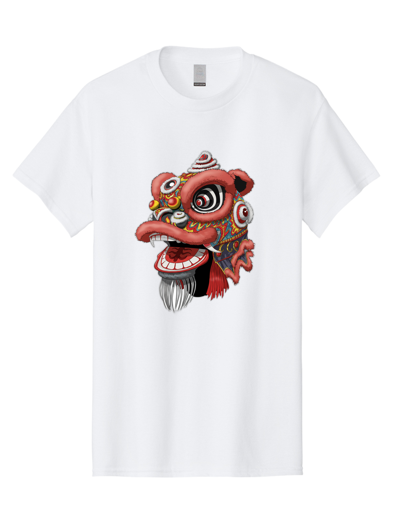 Barong-Mask Men'S Graphic Tee, 100% Cotton, Comfortable Casual Summer Wear, Machine Washable, Balinese Barong Mask, Barong Dance, Traditional Mask, Cultural Heritage, Mythological Creature, Vibrant Colors, Intricate Designs, Sharp Teeth, Baa154
