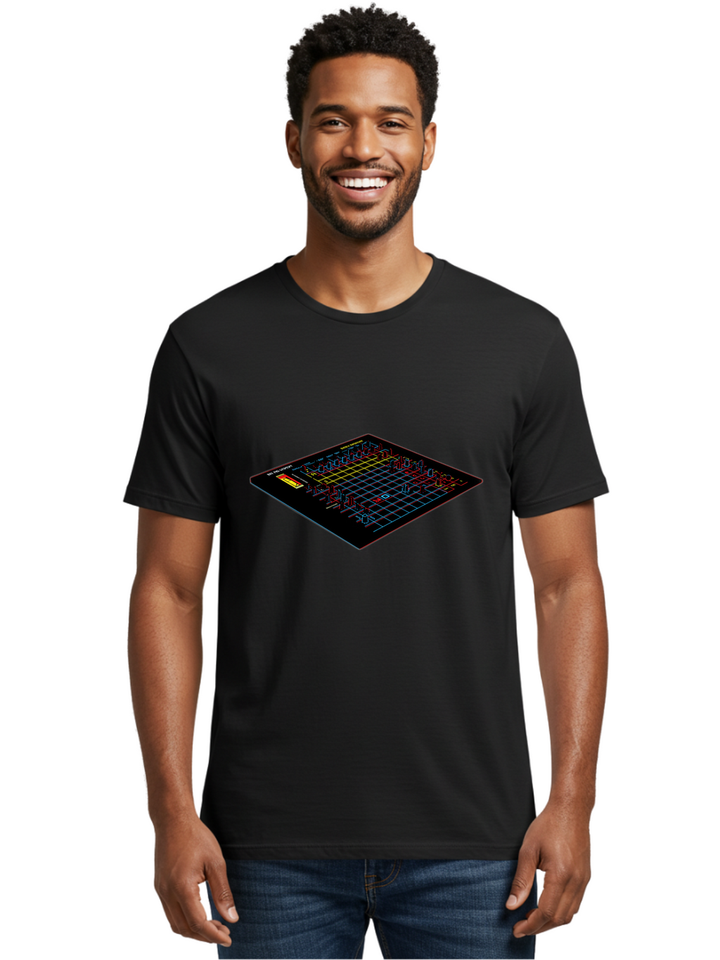 Battleship-Game-Board Men'S Graphic Tee, 100% Cotton, Comfortable Casual Summer Wear, Machine Washable, Battleship Game, Naval Combat, Strategy Game, Grid Layout, Battleship Theme, Game Board, Strategy Board Game, Naval Warfare, Classic Game, Baa155