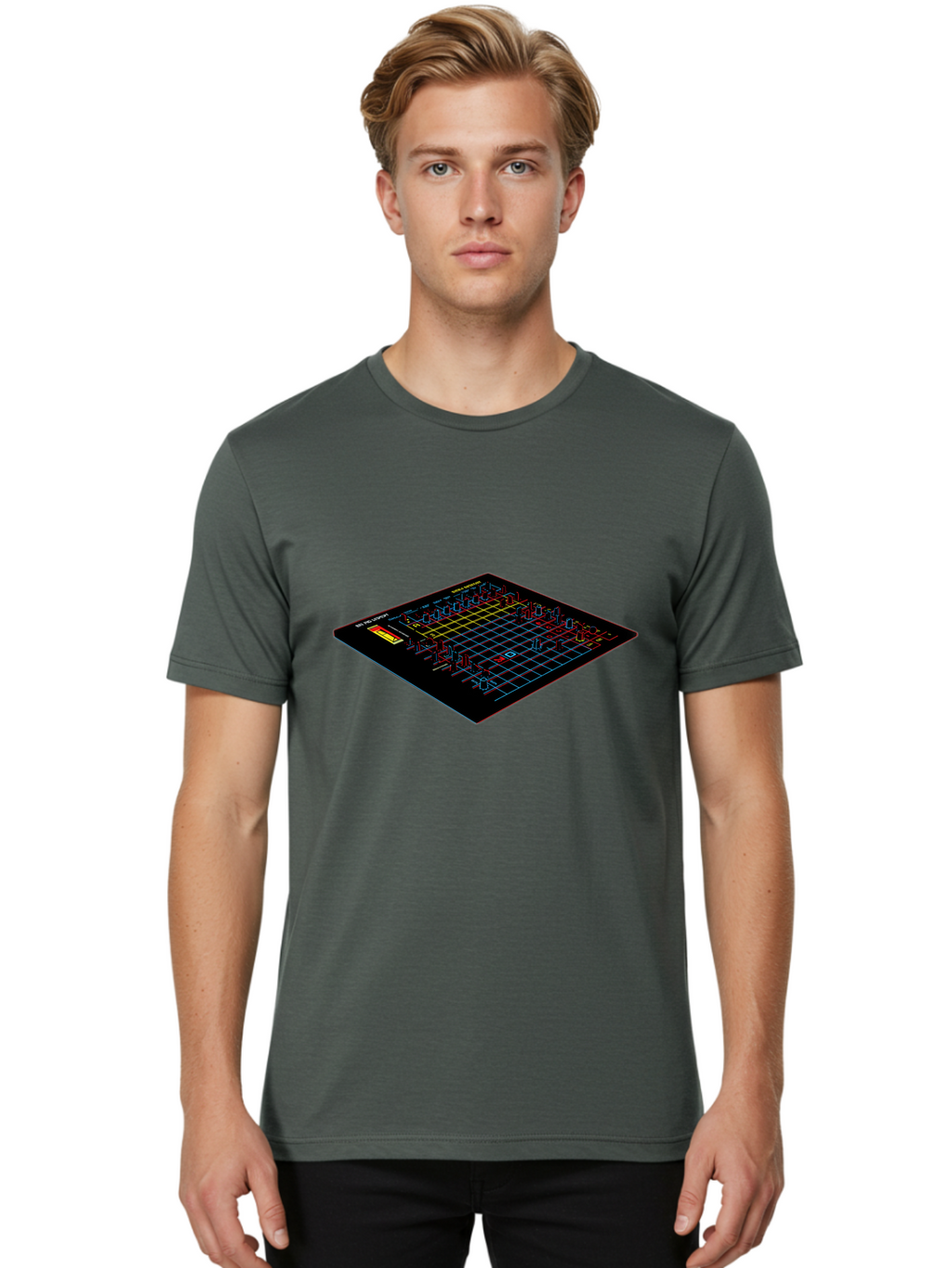 Battleship-Game-Board Men'S Graphic Tee, 100% Cotton, Comfortable Casual Summer Wear, Machine Washable, Battleship Game, Naval Combat, Strategy Game, Grid Layout, Battleship Theme, Game Board, Strategy Board Game, Naval Warfare, Classic Game, Baa155