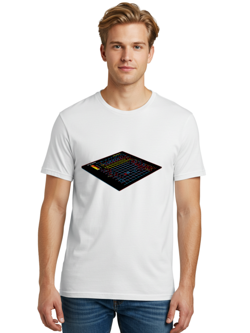Battleship-Game-Board Men'S Graphic Tee, 100% Cotton, Comfortable Casual Summer Wear, Machine Washable, Battleship Game, Naval Combat, Strategy Game, Grid Layout, Battleship Theme, Game Board, Strategy Board Game, Naval Warfare, Classic Game, Baa155