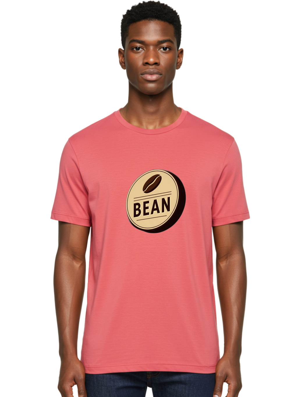 Bean Men'S Graphic Tee, 100% Cotton, Comfortable Casual Summer Wear, Machine Washable, Coffee Bean Label, Coffee Branding, Coffee Logo, Coffee Design, Minimalist Style, Simple Typography, Coffee Theme, Coffee Culture Baa156