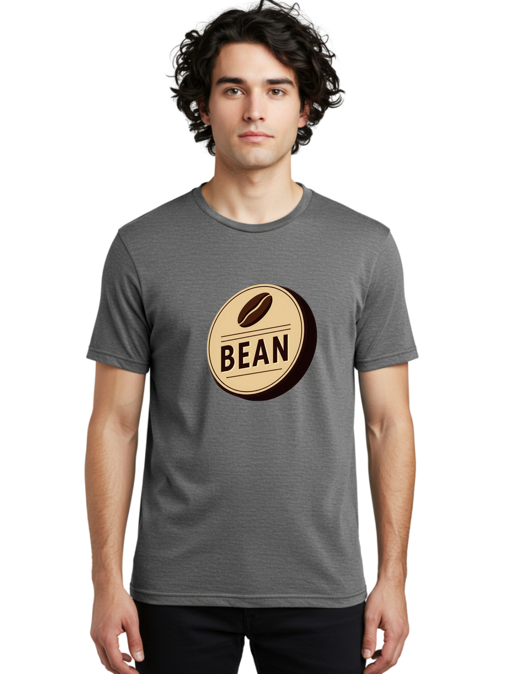 Bean Men'S Graphic Tee, 100% Cotton, Comfortable Casual Summer Wear, Machine Washable, Coffee Bean Label, Coffee Branding, Coffee Logo, Coffee Design, Minimalist Style, Simple Typography, Coffee Theme, Coffee Culture Baa156
