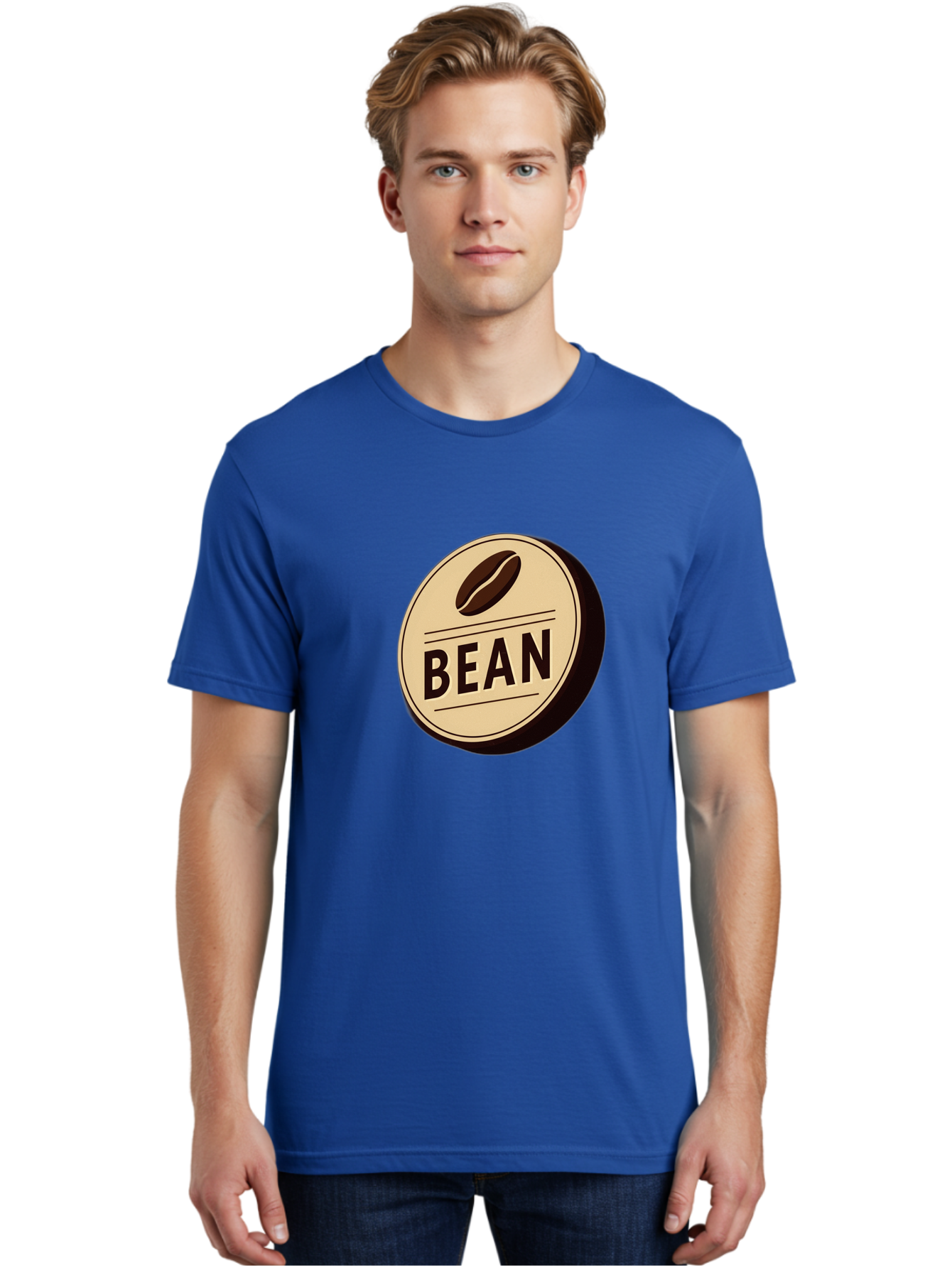 Bean Men'S Graphic Tee, 100% Cotton, Comfortable Casual Summer Wear, Machine Washable, Coffee Bean Label, Coffee Branding, Coffee Logo, Coffee Design, Minimalist Style, Simple Typography, Coffee Theme, Coffee Culture Baa156