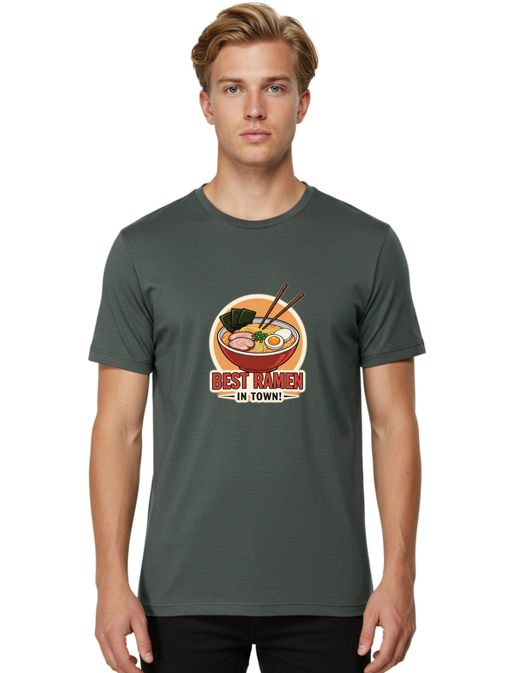 Best-Ramen Men'S Graphic Tee, 100% Cotton, Comfortable Casual Summer Wear, Machine Washable, Ramen Bowl, Noodles, Egg, Meat Slices, Seaweed, Chopsticks, Best Ramen, Foodie, Japanese Cuisine, Delicious Meal, Savory Flavors, Appetizing Dish Baa158