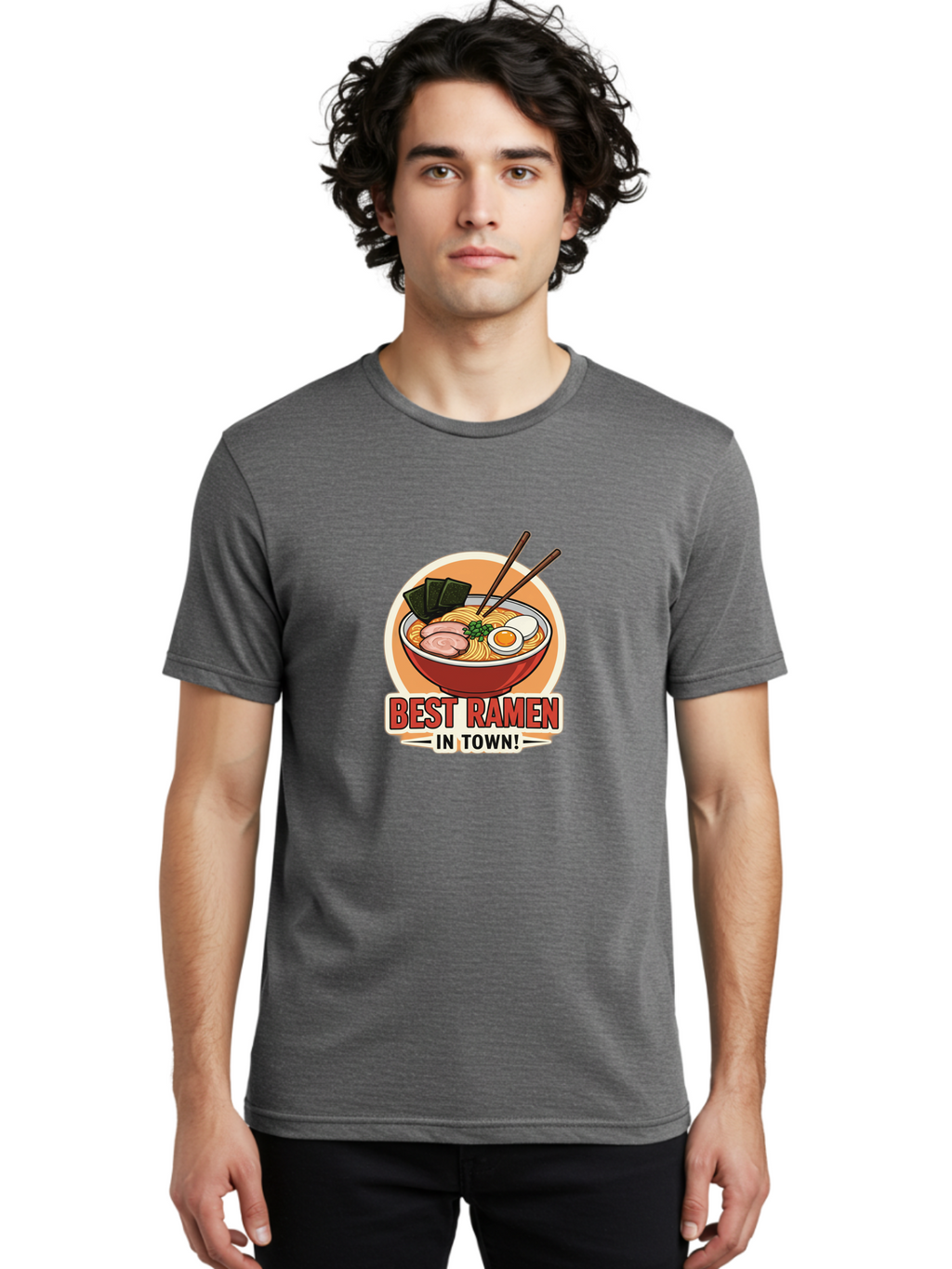 Best-Ramen Men'S Graphic Tee, 100% Cotton, Comfortable Casual Summer Wear, Machine Washable, Ramen Bowl, Noodles, Egg, Meat Slices, Seaweed, Chopsticks, Best Ramen, Foodie, Japanese Cuisine, Delicious Meal, Savory Flavors, Appetizing Dish Baa158