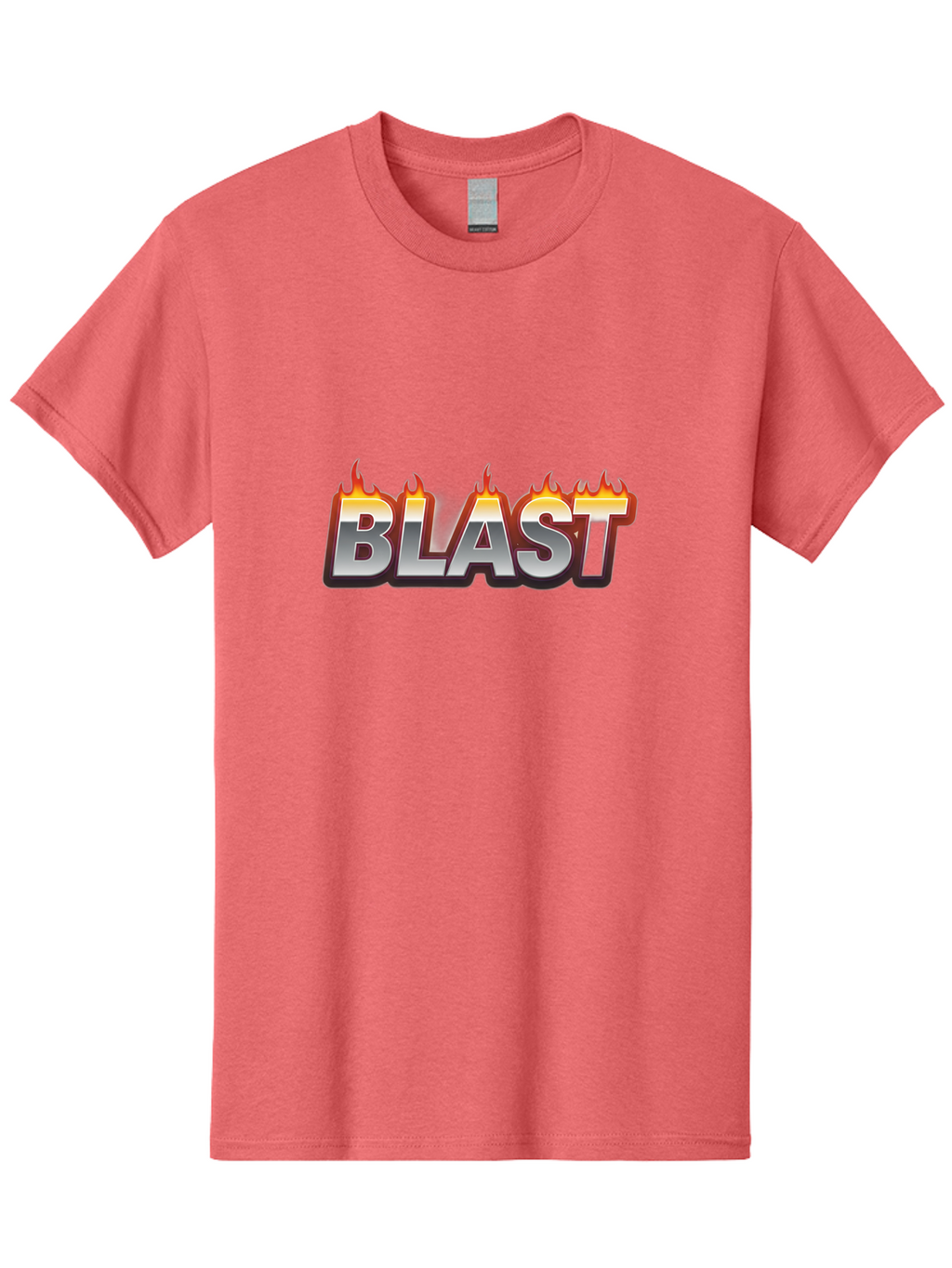 Blast Men'S Graphic Tee, 100% Cotton, Comfortable Casual Summer Wear, Machine Washable, Blast Text, Fire Flames, Bold Font, Silver Metallic, Red And Orange Hues, Intense Energy, Fiery Effect, Dramatic Typography, Explosive Design, Baa167
