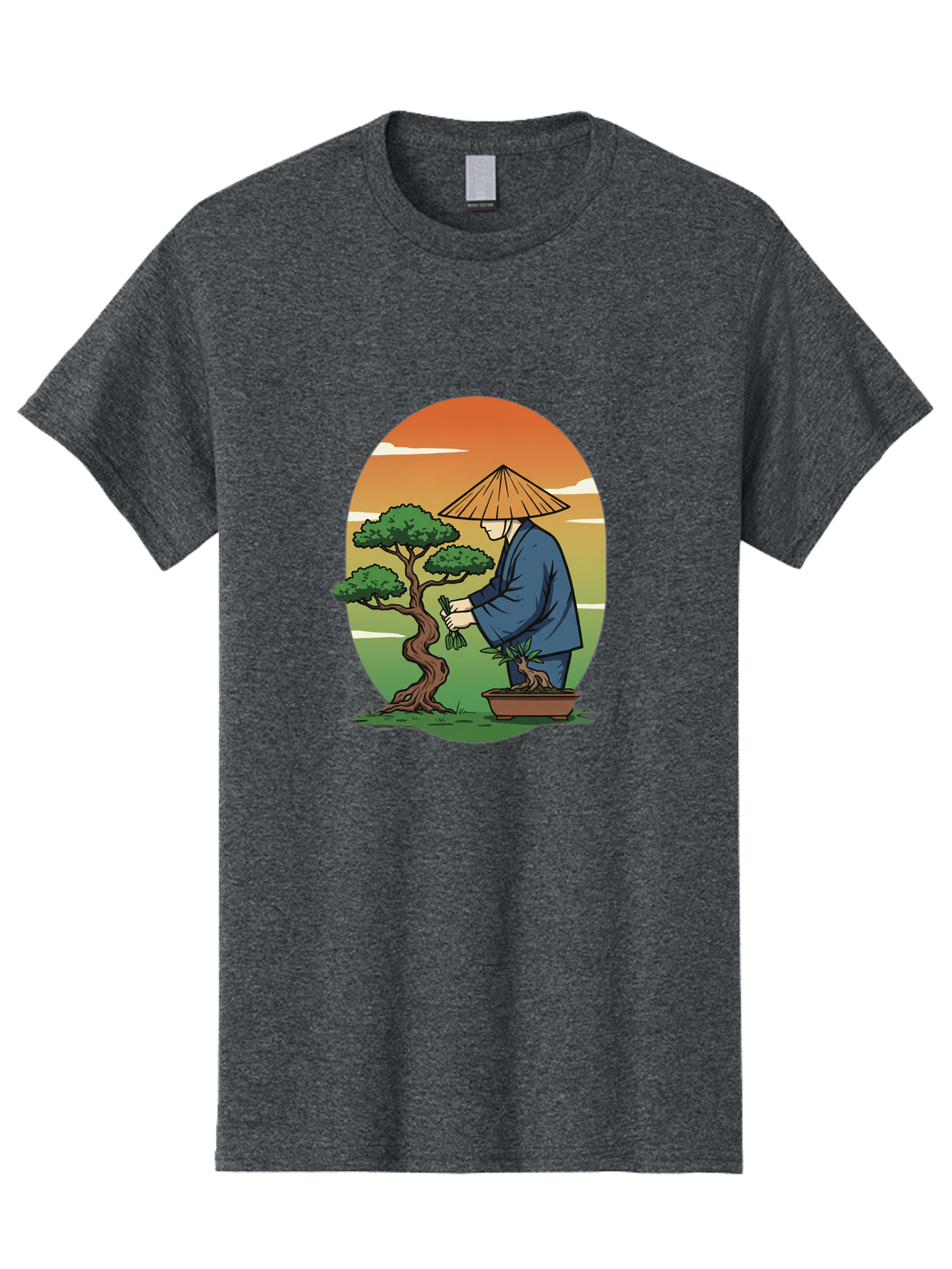Bonsai-Gardener Men'S Graphic Tee, 100% Cotton, Comfortable Casual Summer Wear, Machine Washable, Bonsai Tree, Gardener, Serene Landscape, Tranquil Atmosphere, Traditional Asian Attire, Japanese Culture, Gardening, Calm Environment, Baa179