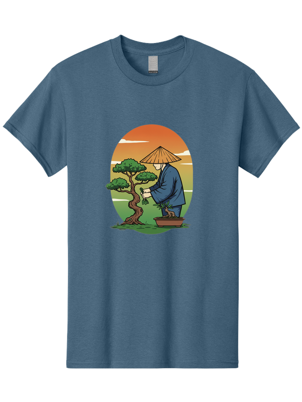 Bonsai-Gardener Men'S Graphic Tee, 100% Cotton, Comfortable Casual Summer Wear, Machine Washable, Bonsai Tree, Gardener, Serene Landscape, Tranquil Atmosphere, Traditional Asian Attire, Japanese Culture, Gardening, Calm Environment, Baa179
