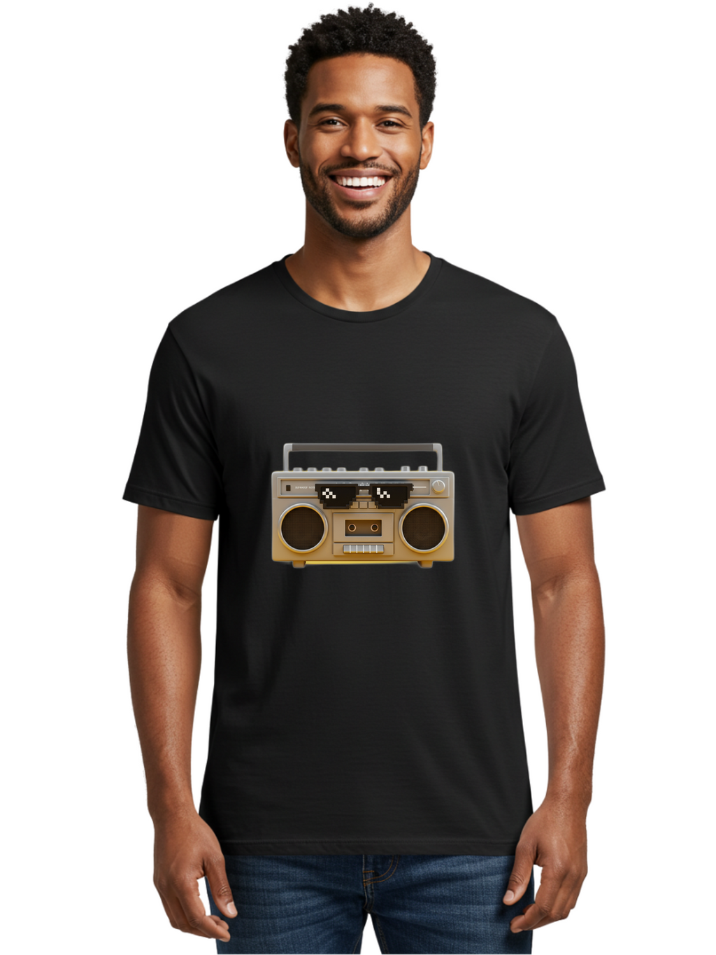 Boombox-2 Men'S Graphic Tee, 100% Cotton, Comfortable Casual Summer Wear, Machine Washable, Retro Boombox, Cassette Player, 80S Music, Vintage Electronics, Portable Music Player, Nostalgic Tech, Pixel Art, Cassette Tape Baa183