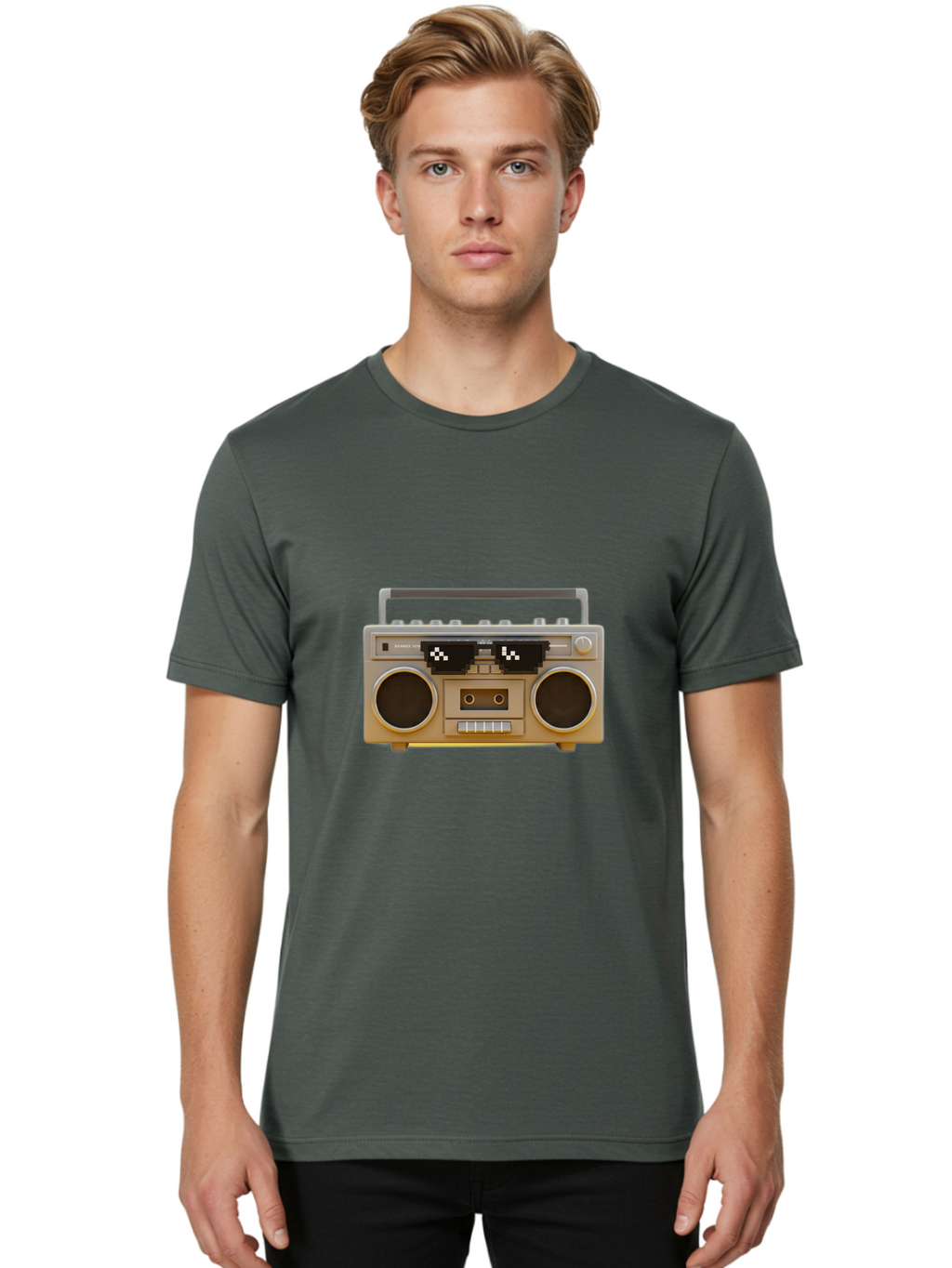 Boombox-2 Men'S Graphic Tee, 100% Cotton, Comfortable Casual Summer Wear, Machine Washable, Retro Boombox, Cassette Player, 80S Music, Vintage Electronics, Portable Music Player, Nostalgic Tech, Pixel Art, Cassette Tape Baa183