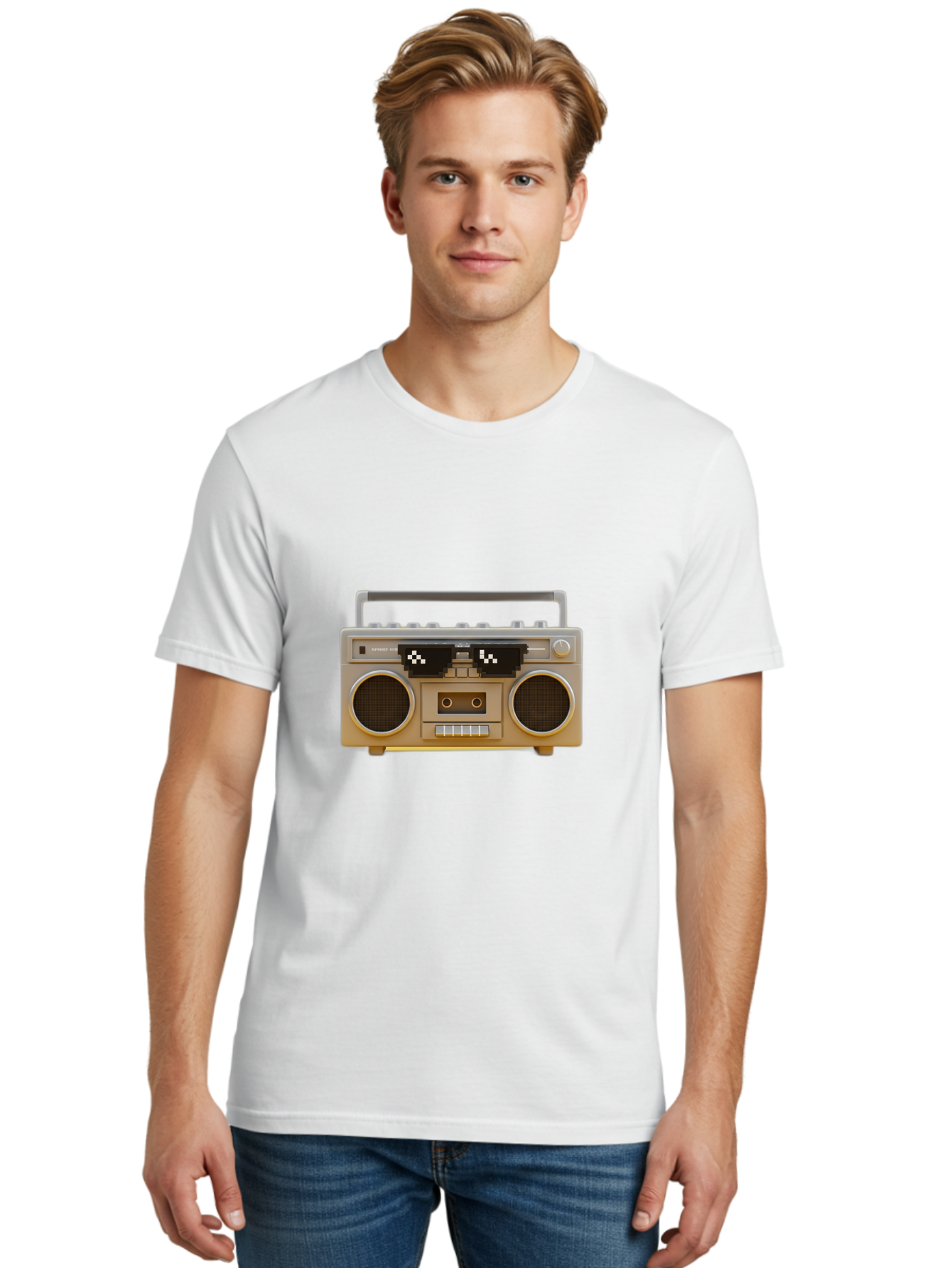 Boombox-2 Men'S Graphic Tee, 100% Cotton, Comfortable Casual Summer Wear, Machine Washable, Retro Boombox, Cassette Player, 80S Music, Vintage Electronics, Portable Music Player, Nostalgic Tech, Pixel Art, Cassette Tape Baa183