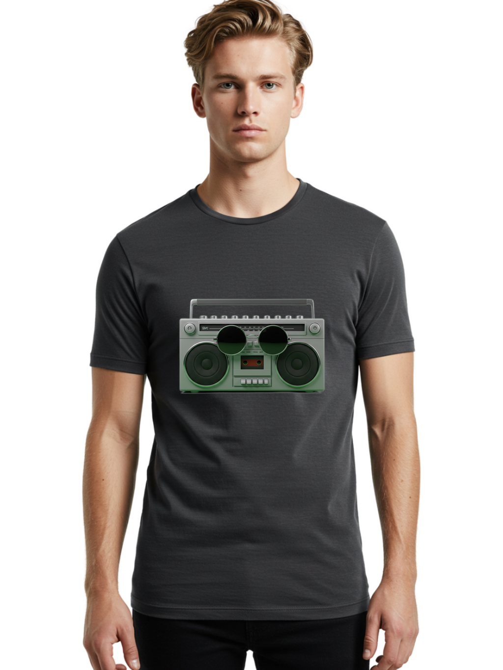Boombox-3 Men'S Graphic Tee, 100% Cotton, Comfortable Casual Summer Wear, Machine Washable, Retro Boombox, Vintage Audio Equipment, Cassette Player, Portable Music, Nostalgic Technology, Retro Music Player, 80S Music Gear, Baa184