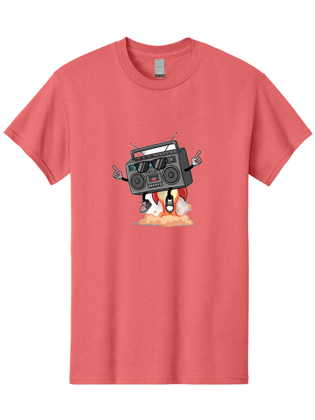 Boombox-4 Men'S Graphic Tee, 100% Cotton, Comfortable Casual Summer Wear, Machine Washable, Retro Boombox, Cartoon Character, Dj Stereo, Funky Music, Dancing Boombox, Rock On Gesture, Retro Technology, Cassette Tape, Loud Music, Fun Graphics, Baa185