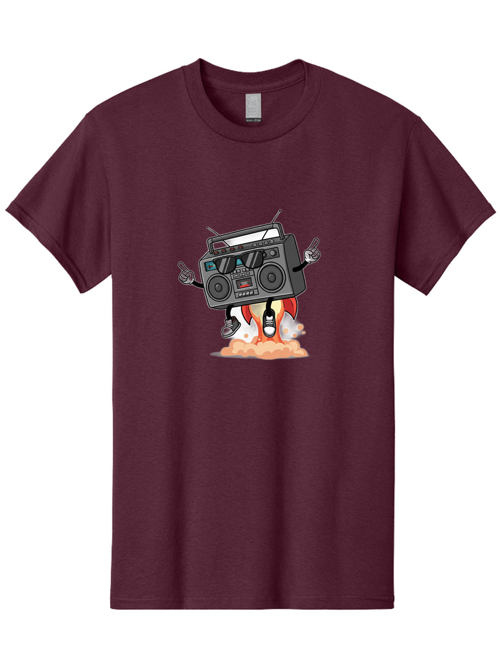 Boombox-4 Men'S Graphic Tee, 100% Cotton, Comfortable Casual Summer Wear, Machine Washable, Retro Boombox, Cartoon Character, Dj Stereo, Funky Music, Dancing Boombox, Rock On Gesture, Retro Technology, Cassette Tape, Loud Music, Fun Graphics, Baa185