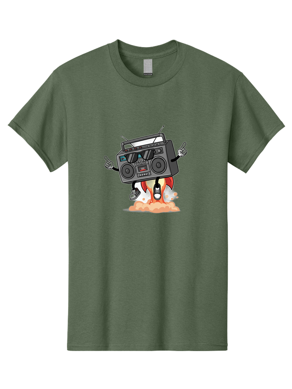 Boombox-4 Men'S Graphic Tee, 100% Cotton, Comfortable Casual Summer Wear, Machine Washable, Retro Boombox, Cartoon Character, Dj Stereo, Funky Music, Dancing Boombox, Rock On Gesture, Retro Technology, Cassette Tape, Loud Music, Fun Graphics, Baa185