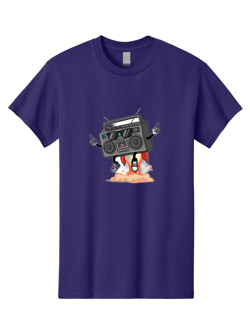 Boombox-4 Men'S Graphic Tee, 100% Cotton, Comfortable Casual Summer Wear, Machine Washable, Retro Boombox, Cartoon Character, Dj Stereo, Funky Music, Dancing Boombox, Rock On Gesture, Retro Technology, Cassette Tape, Loud Music, Fun Graphics, Baa185