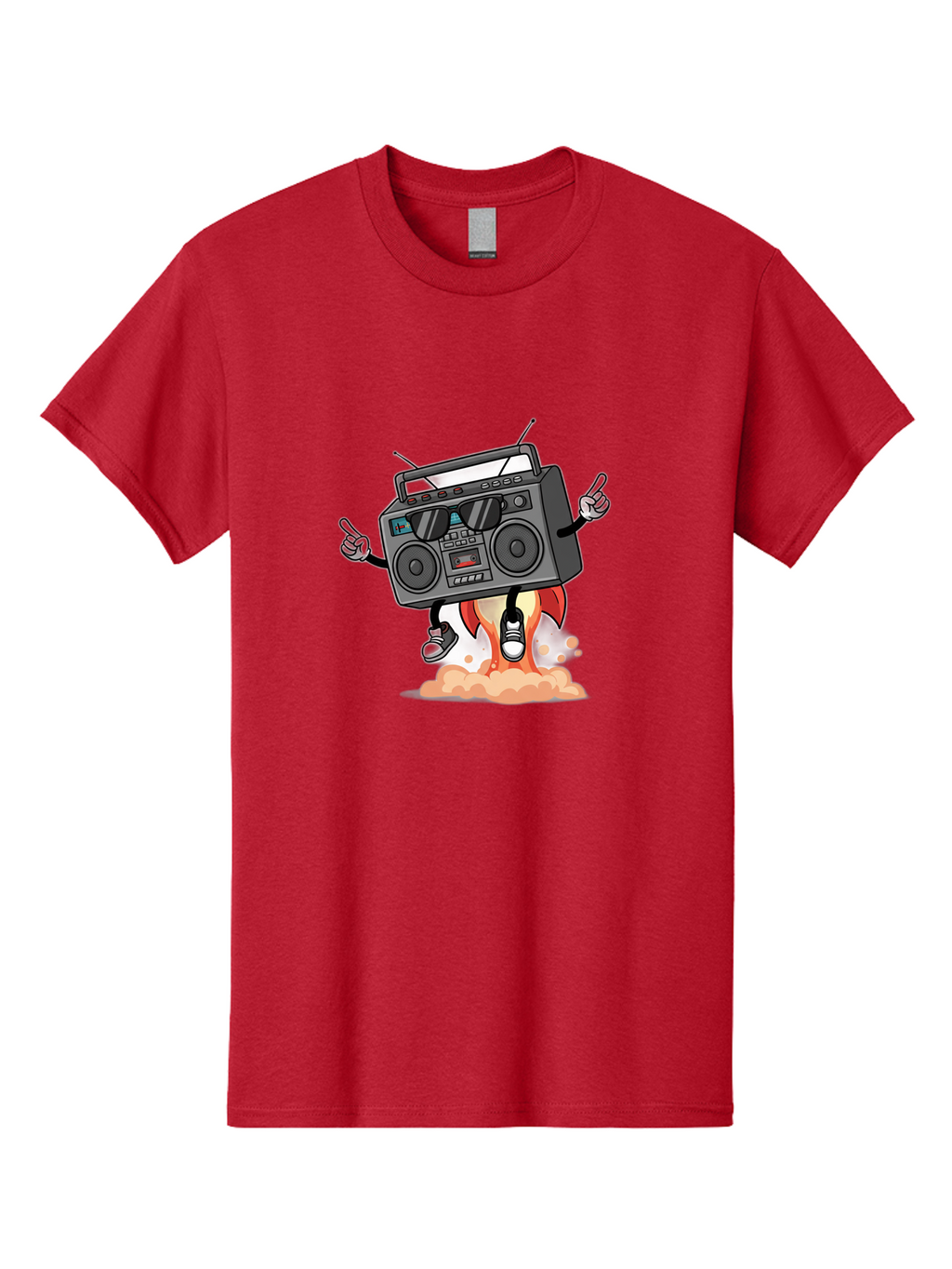 Boombox-4 Men'S Graphic Tee, 100% Cotton, Comfortable Casual Summer Wear, Machine Washable, Retro Boombox, Cartoon Character, Dj Stereo, Funky Music, Dancing Boombox, Rock On Gesture, Retro Technology, Cassette Tape, Loud Music, Fun Graphics, Baa185