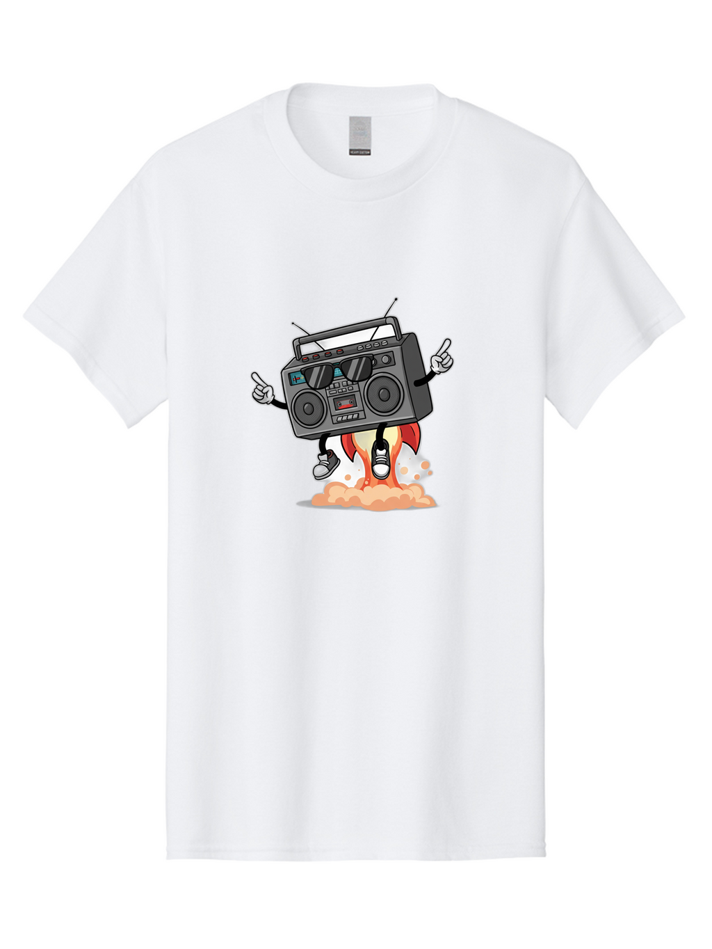 Boombox-4 Men'S Graphic Tee, 100% Cotton, Comfortable Casual Summer Wear, Machine Washable, Retro Boombox, Cartoon Character, Dj Stereo, Funky Music, Dancing Boombox, Rock On Gesture, Retro Technology, Cassette Tape, Loud Music, Fun Graphics, Baa185