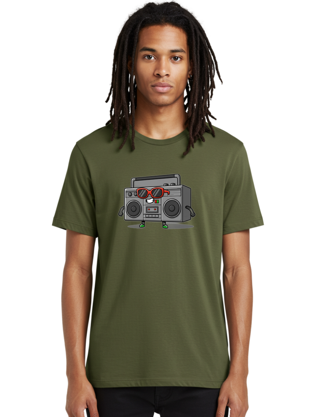 Boombox-6 Men'S Graphic Tee, 100% Cotton, Comfortable Casual Summer Wear, Machine Washable, Cartoon Boombox, Sunglasses, Retro Style, Music Lover, Fun Character, Cassette Player, Animated Electronics, Nostalgic Vibe, Playful Design, Baa187