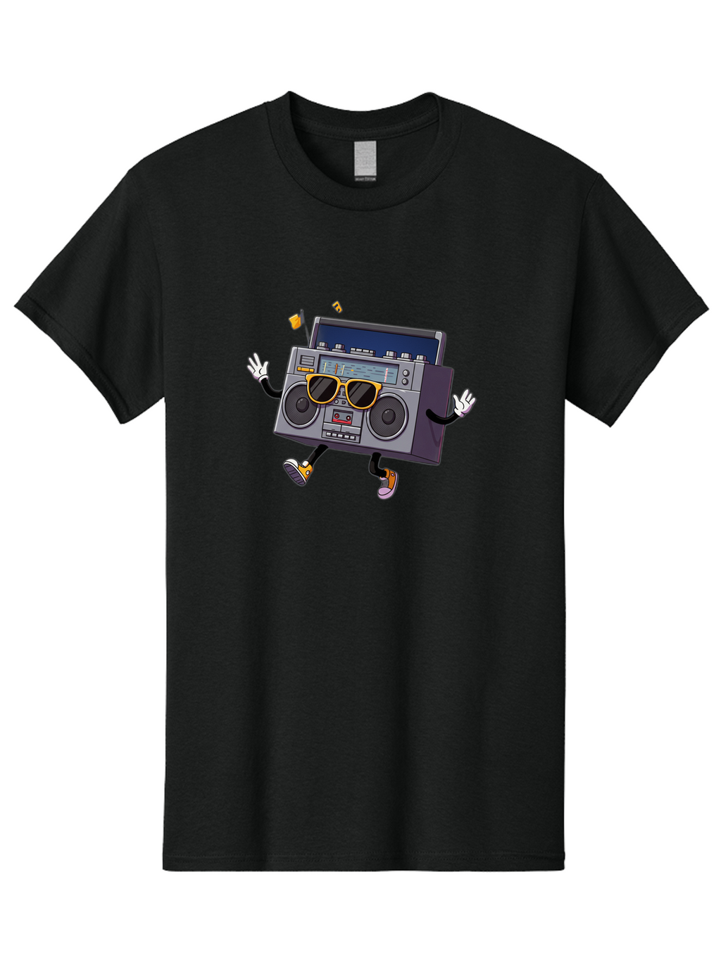 Boombox-Character-2 Men'S Graphic Tee, 100% Cotton, Comfortable Casual Summer Wear, Machine Washable, Vintage Boombox, Retro Style, Cool Shades, Funky Attitude, Dj Vibes, Music Beats, Cassette Player, Nostalgic Feel, Fun Graphics, Baa189