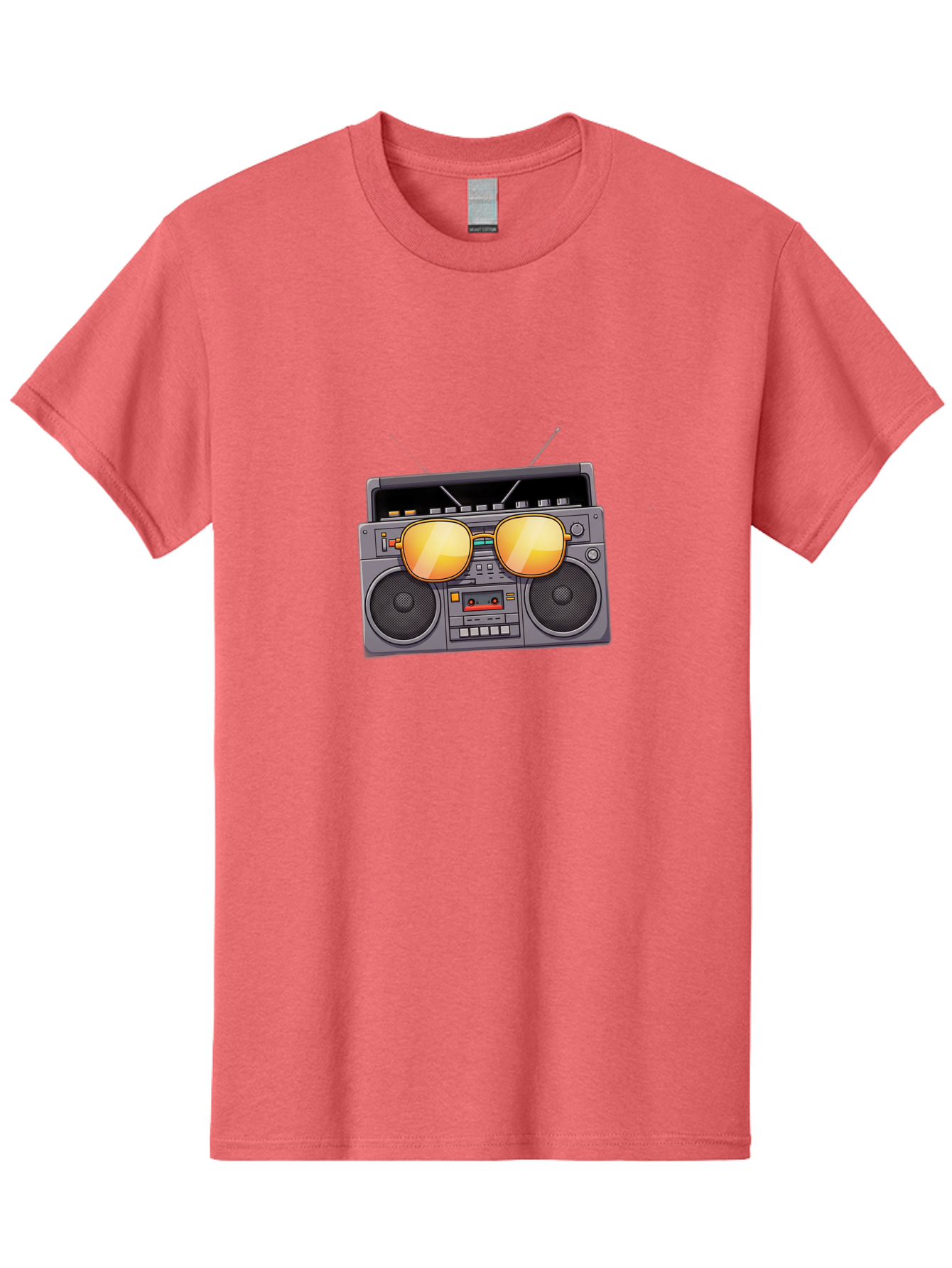 Boombox-Sunglasses Men'S Graphic Tee, 100% Cotton, Comfortable Casual Summer Wear, Machine Washable, Retro Boombox, Vintage Style, Sunglasses, Cassette Player, Old School Music, Nostalgic Vibe, Cool Accessories, Funky Graphics Baa193
